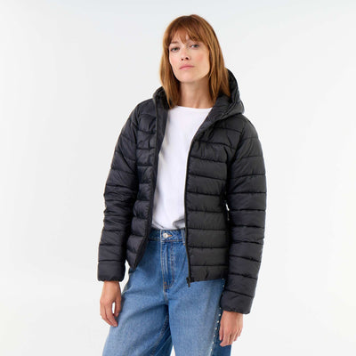 Lightweight Hooded Quilted Puffer Jacket BLACK