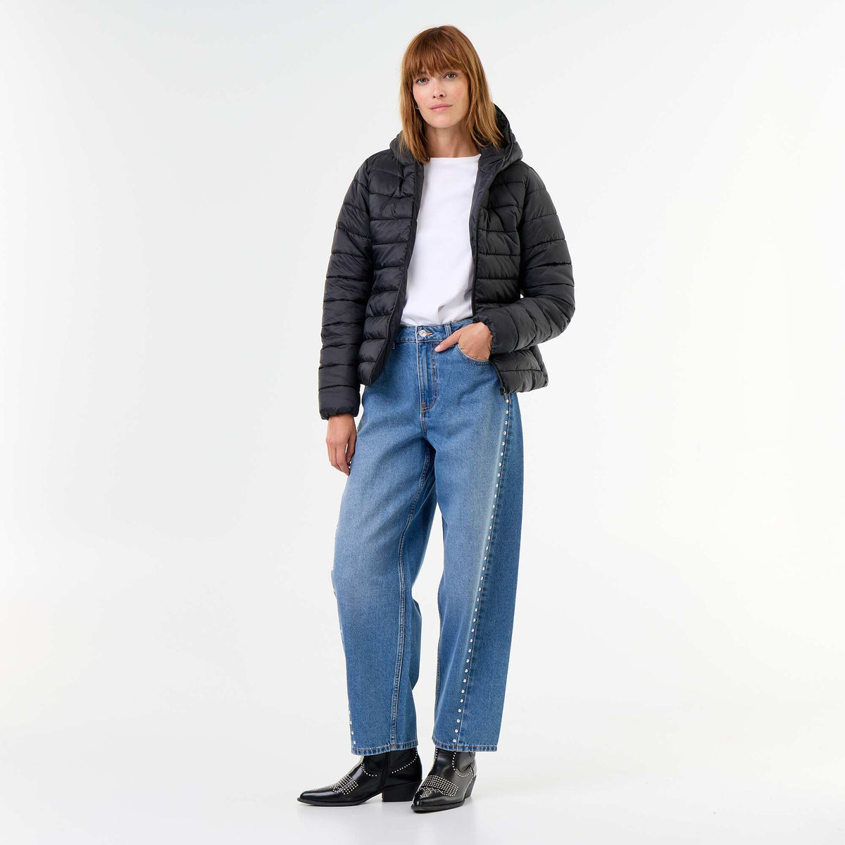 Lightweight Hooded Quilted Puffer Jacket BLACK
