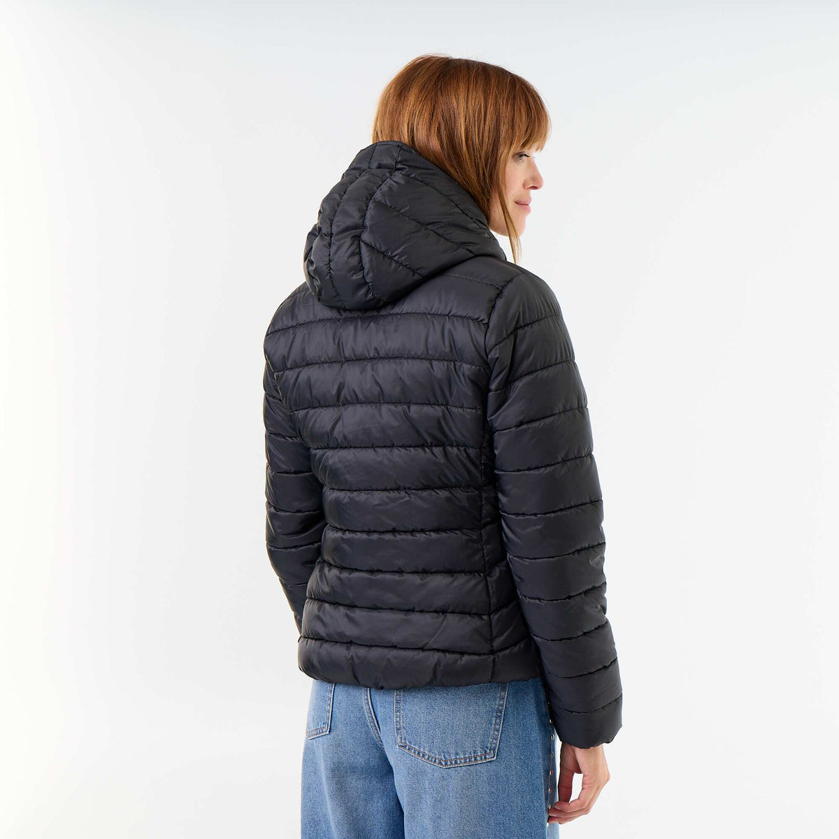 Lightweight Hooded Quilted Puffer Jacket BLACK