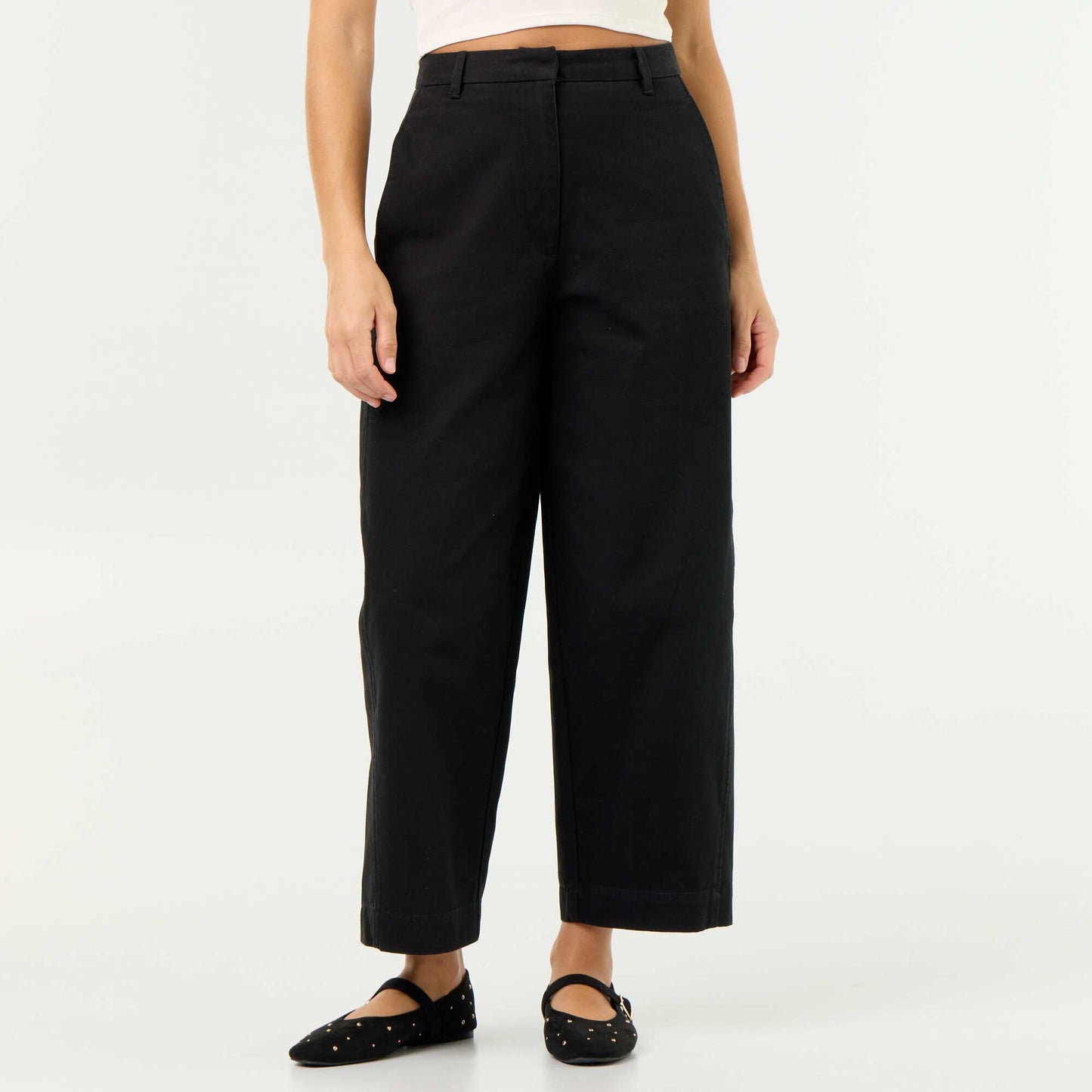 Wide barrel-leg trousers BLACK