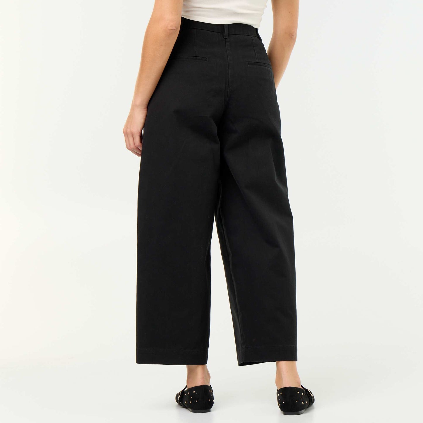 Wide barrel-leg trousers BLACK