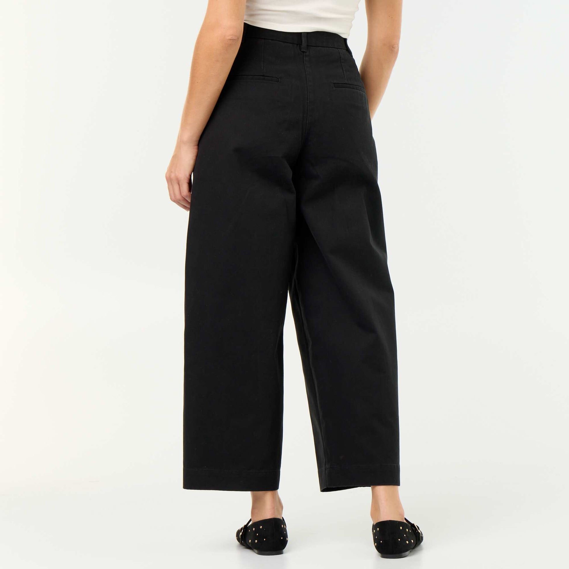 Wide barrel-leg trousers BLACK