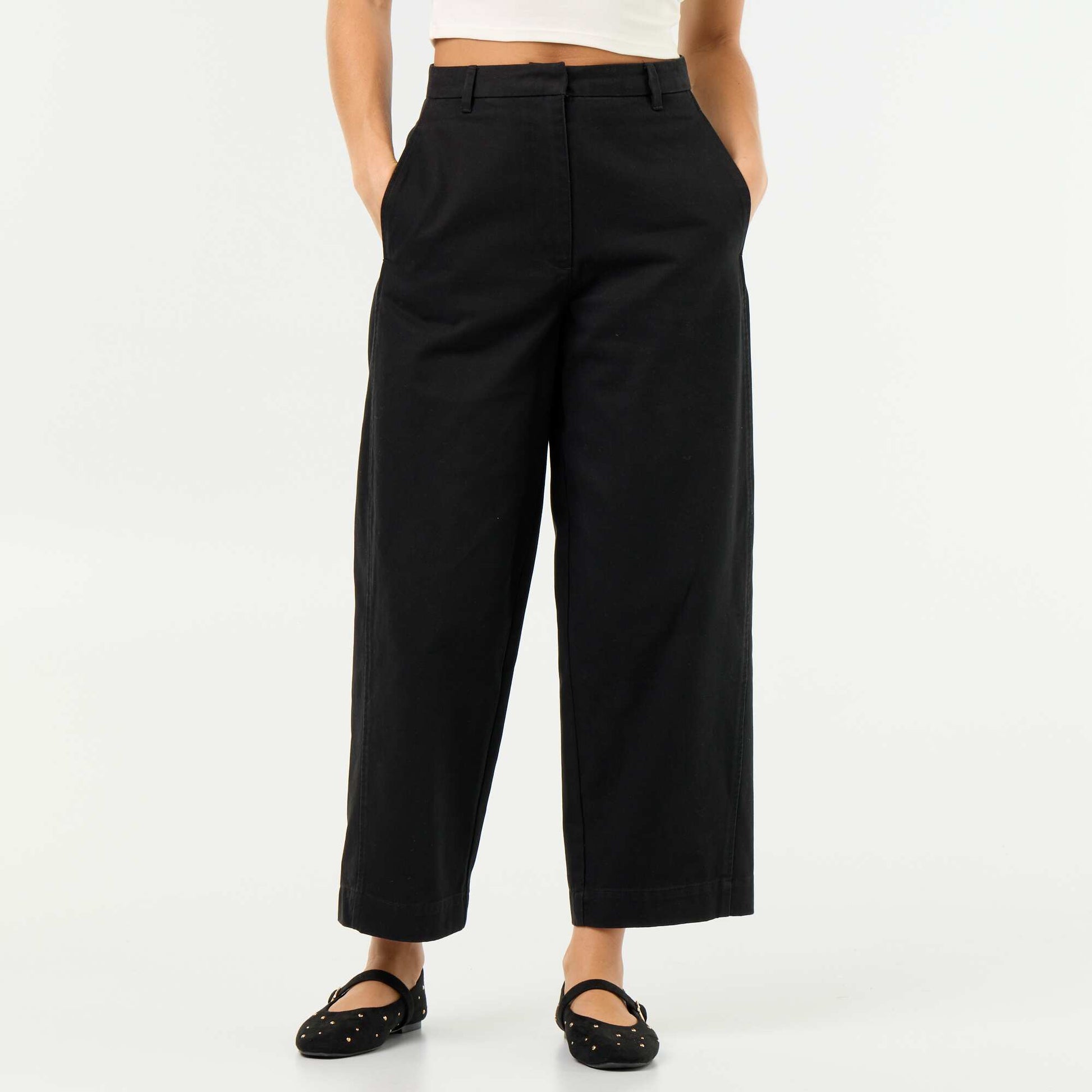 Wide barrel-leg trousers BLACK