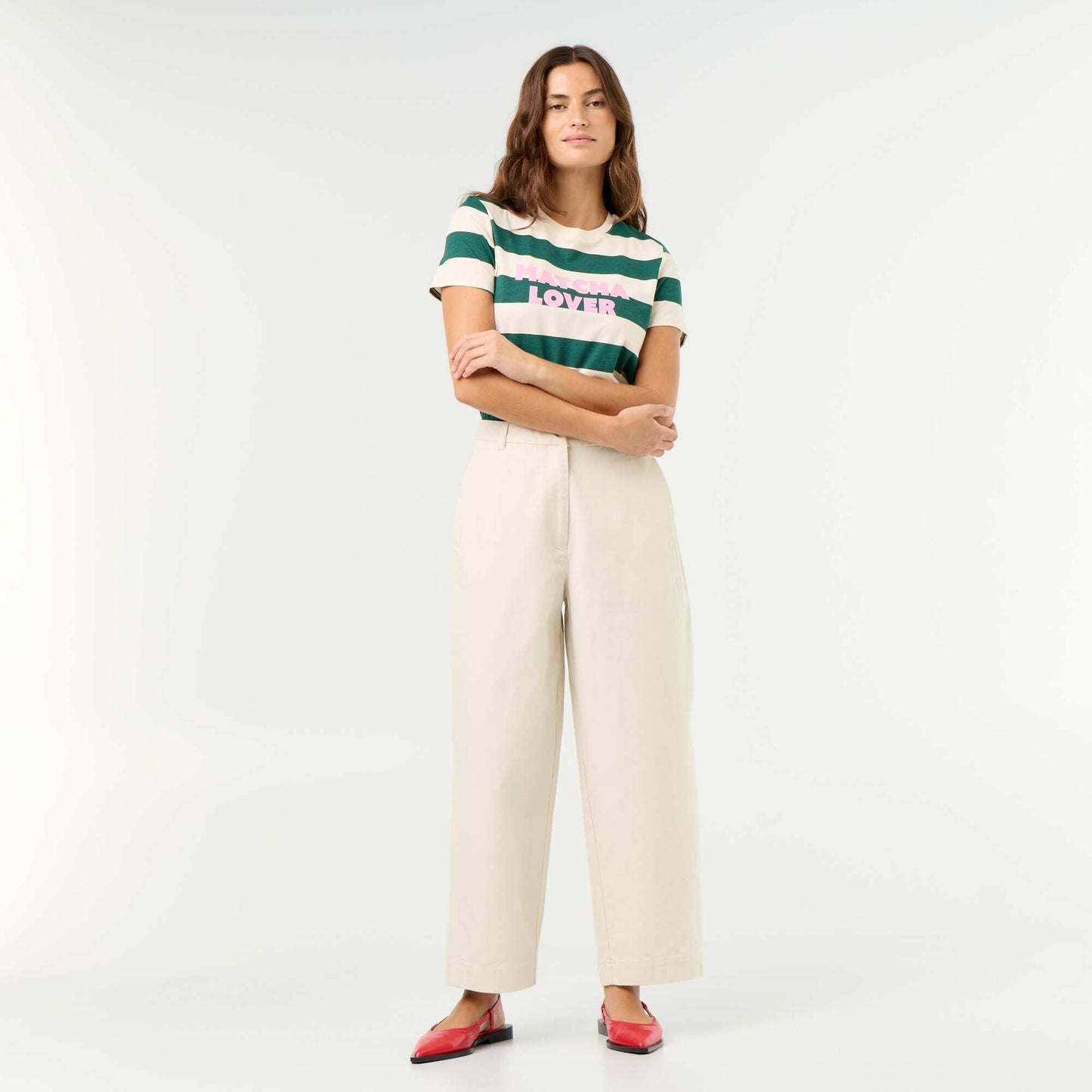 Wide barrel-leg trousers BEIGE