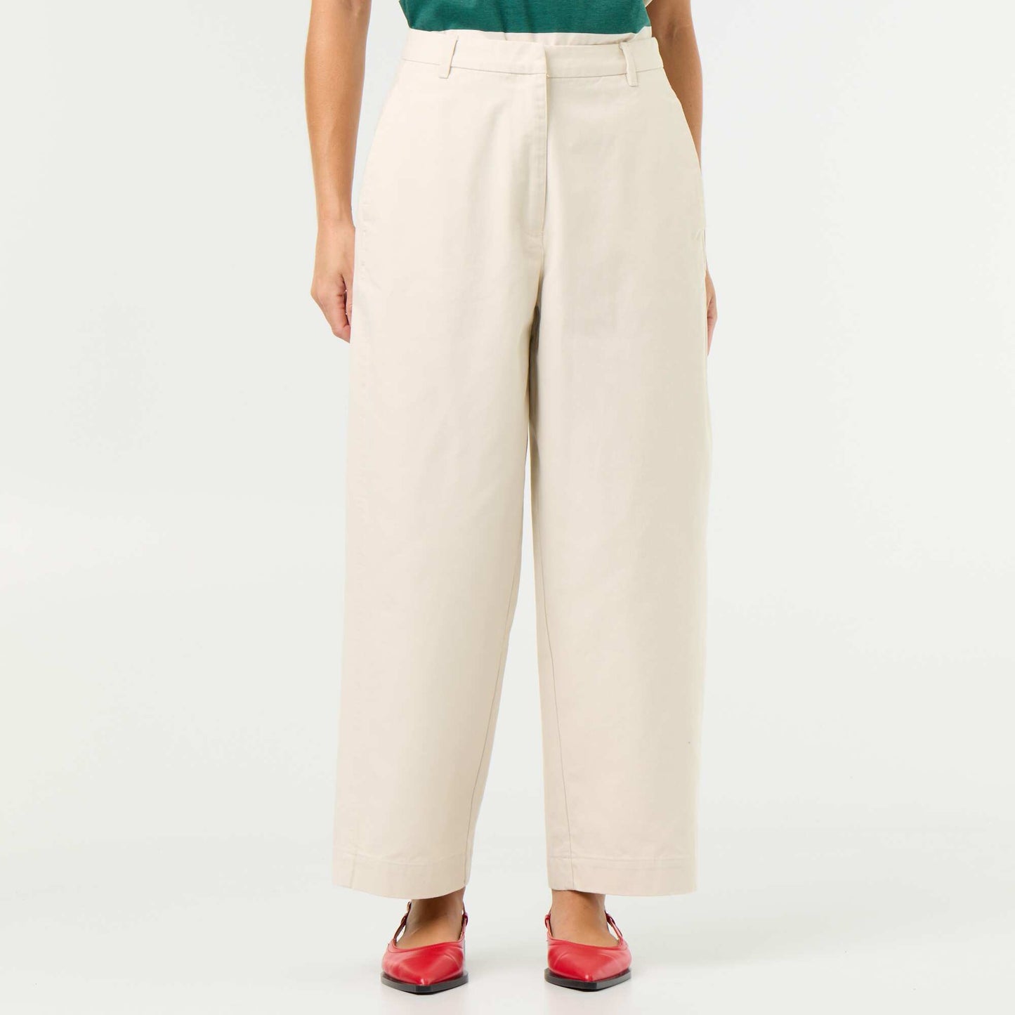 Wide barrel-leg trousers BEIGE