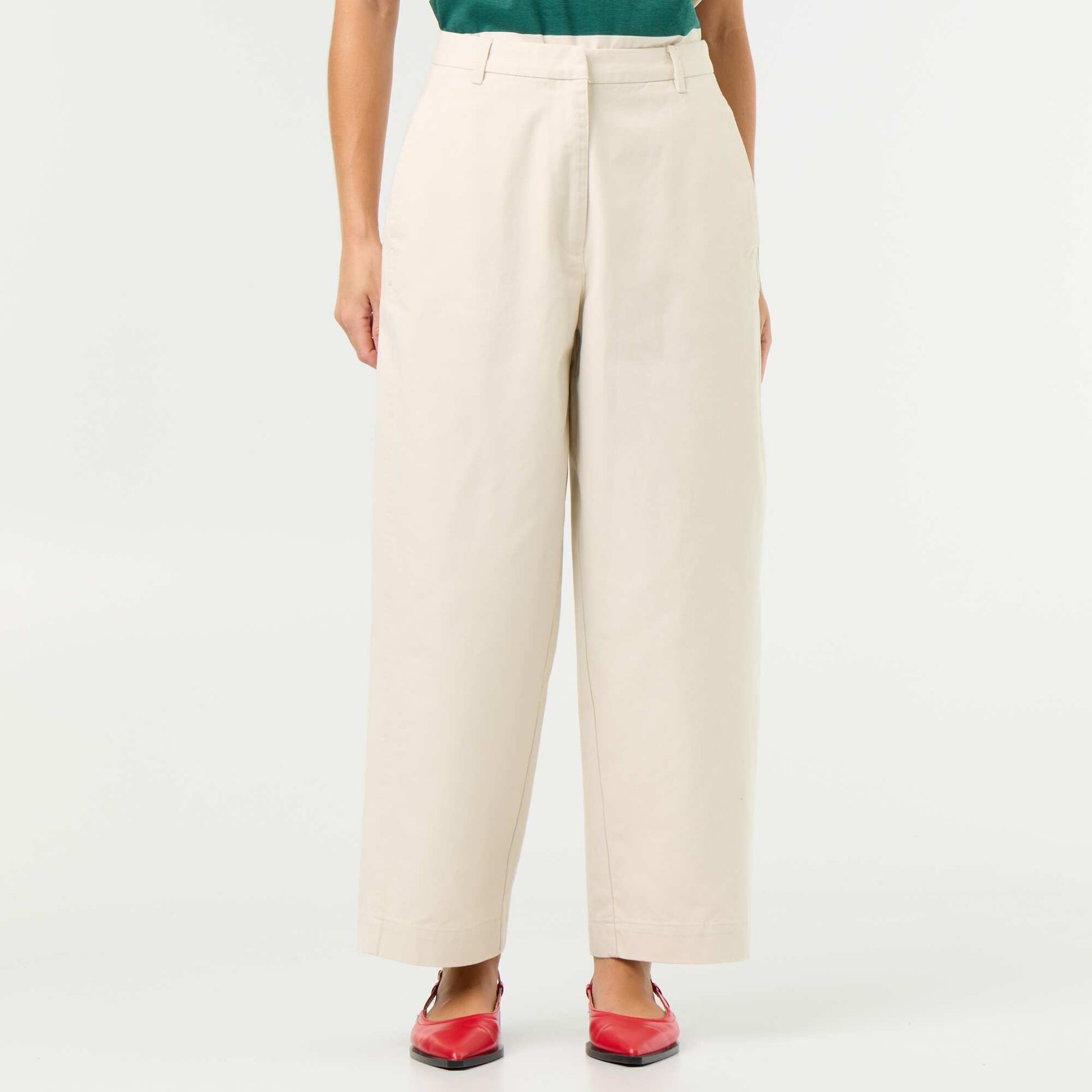 Wide barrel-leg trousers BEIGE