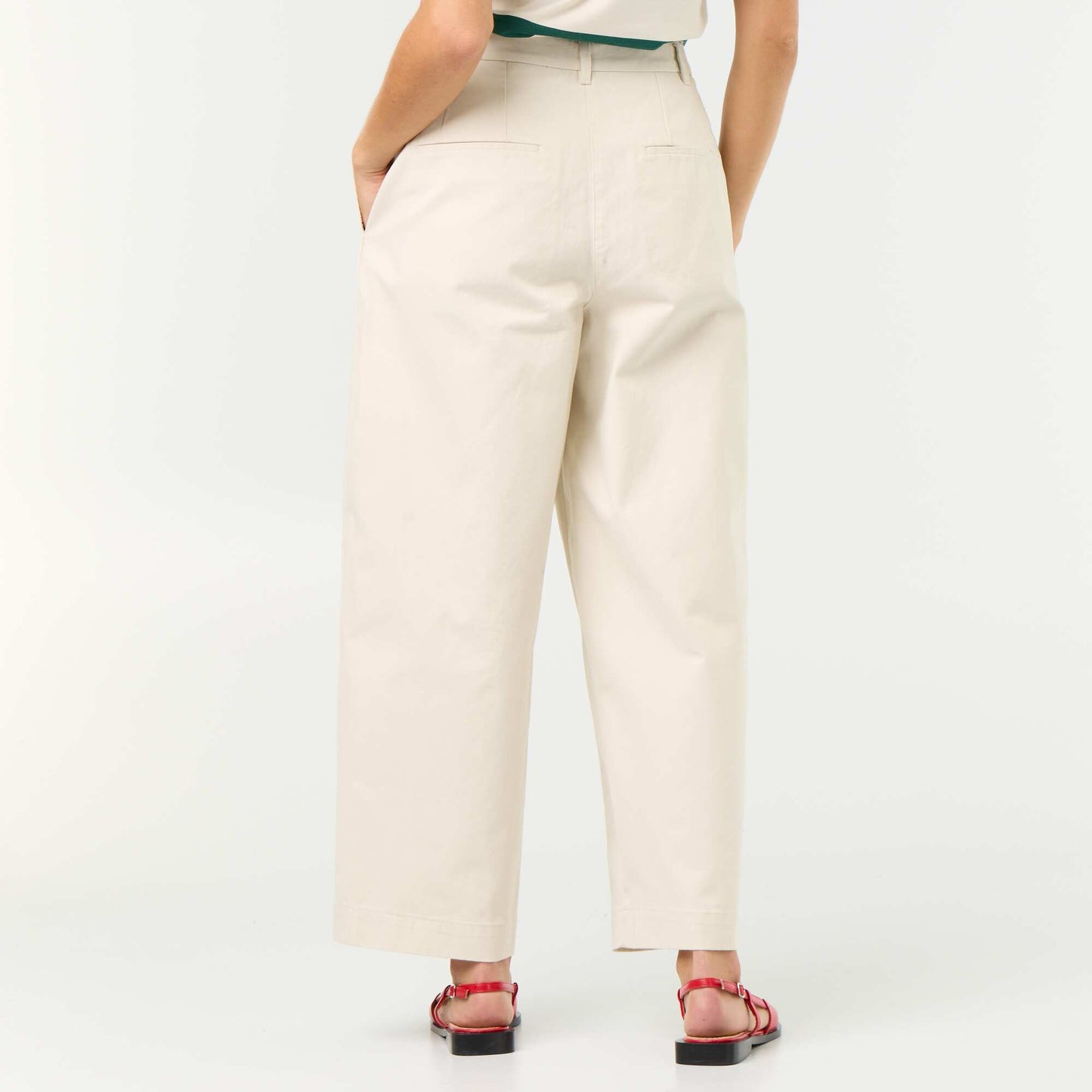 Wide barrel-leg trousers BEIGE