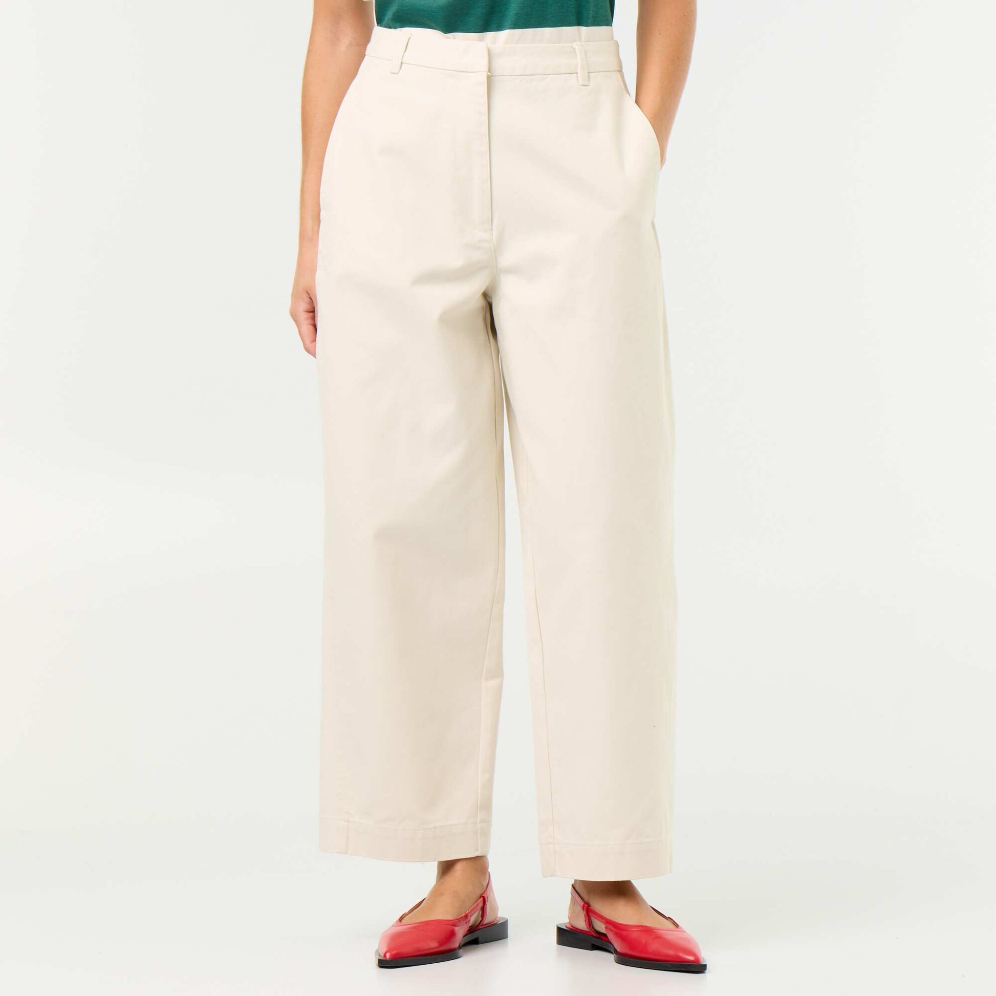 Wide barrel-leg trousers BEIGE