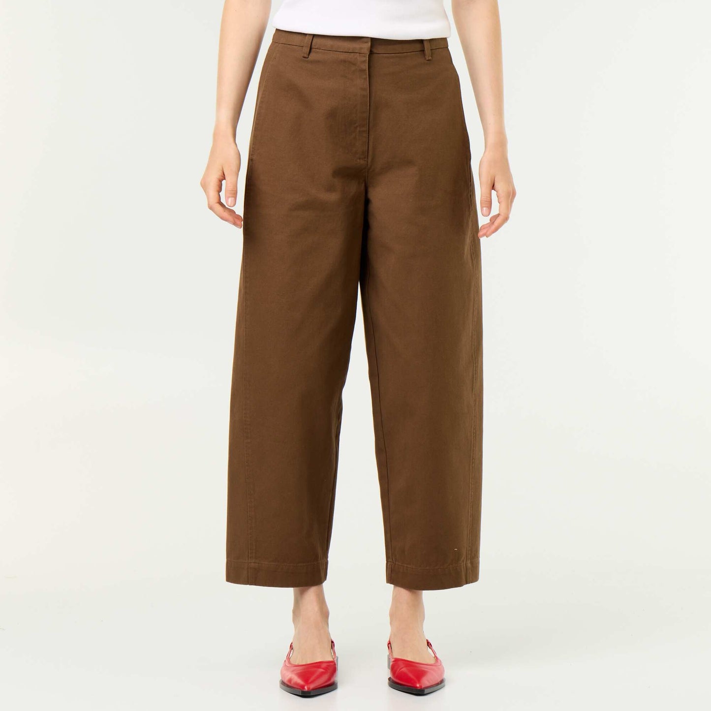 Wide barrel-leg trousers BROWN