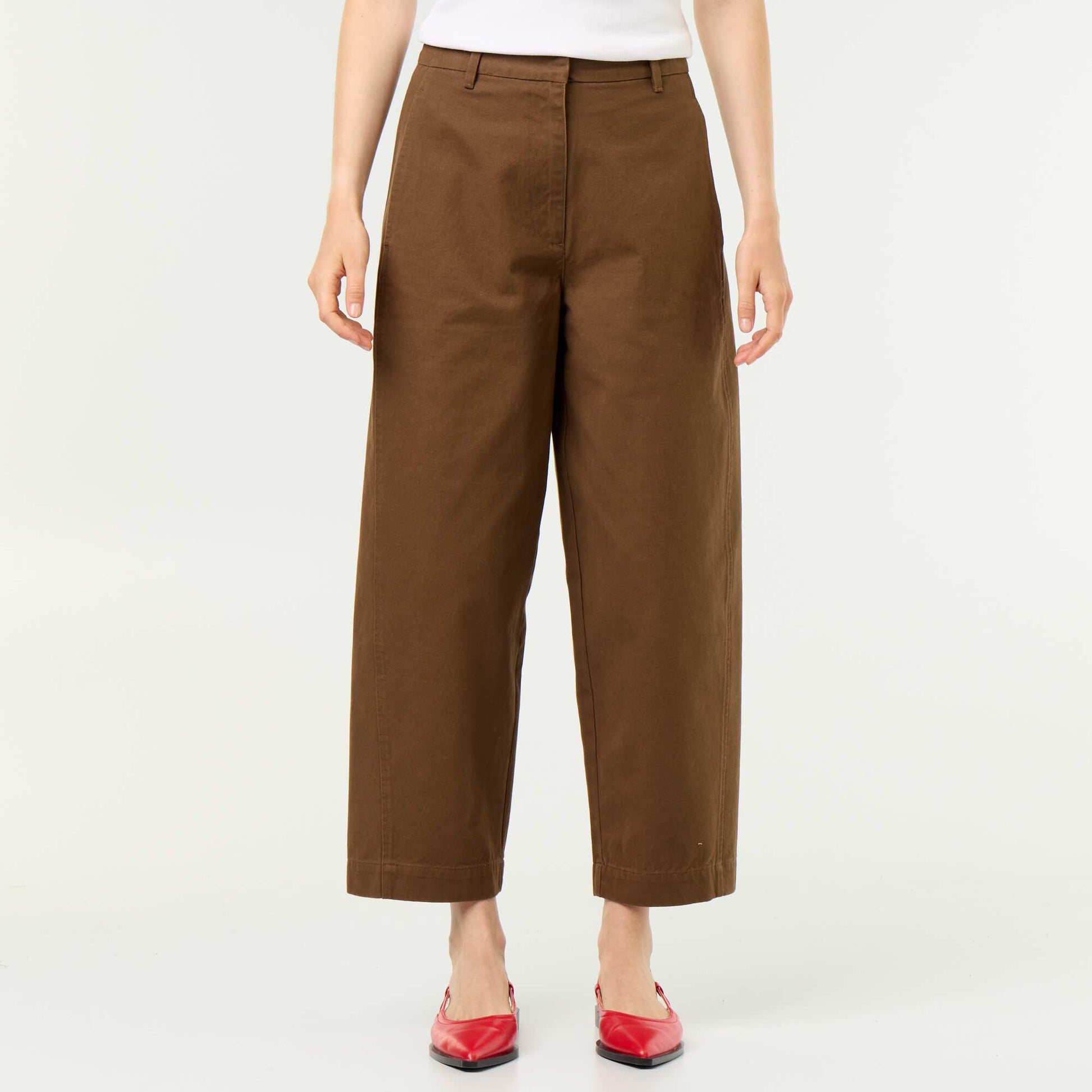 Wide barrel-leg trousers BROWN