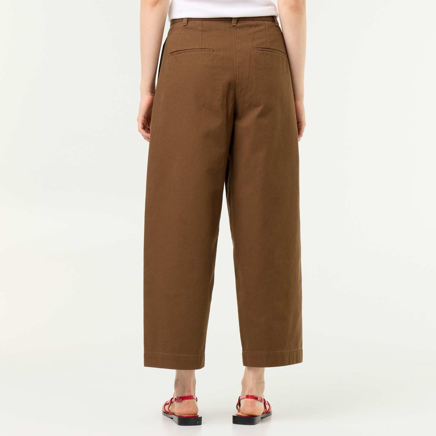 Wide barrel-leg trousers BROWN