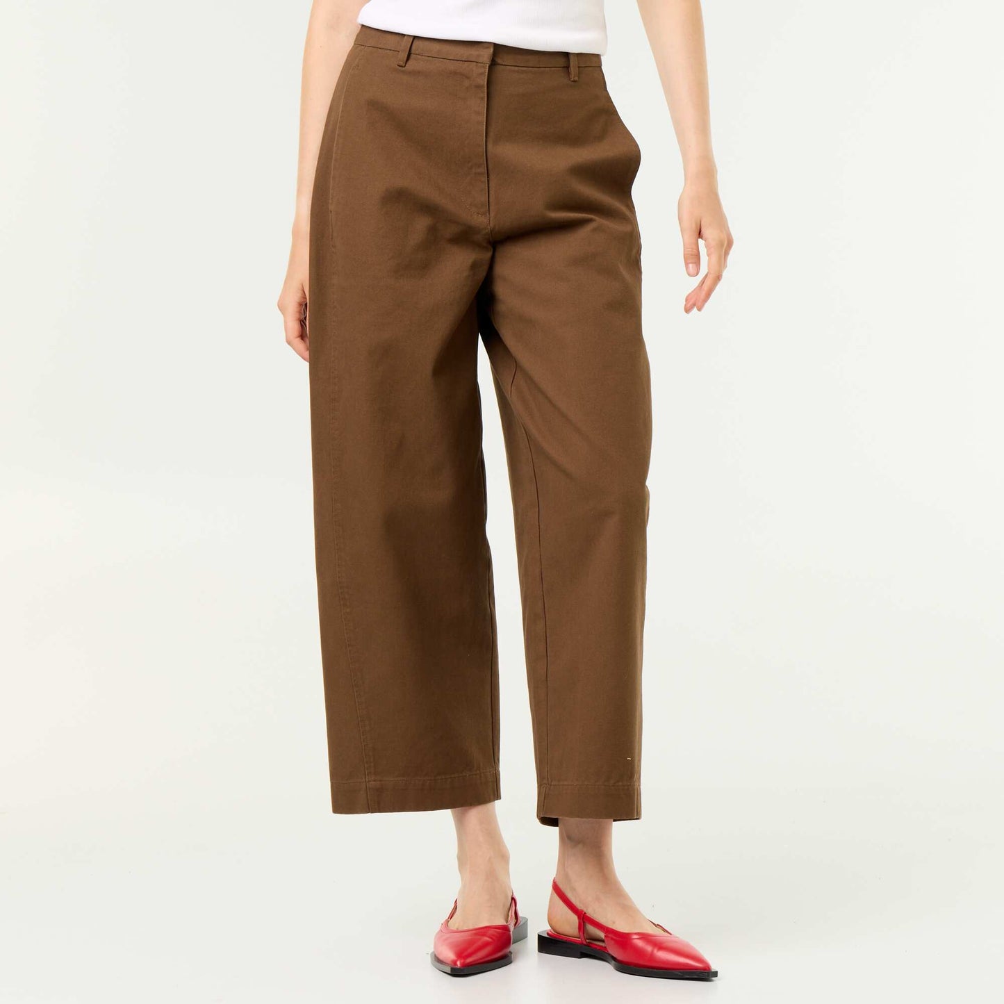 Wide barrel-leg trousers BROWN
