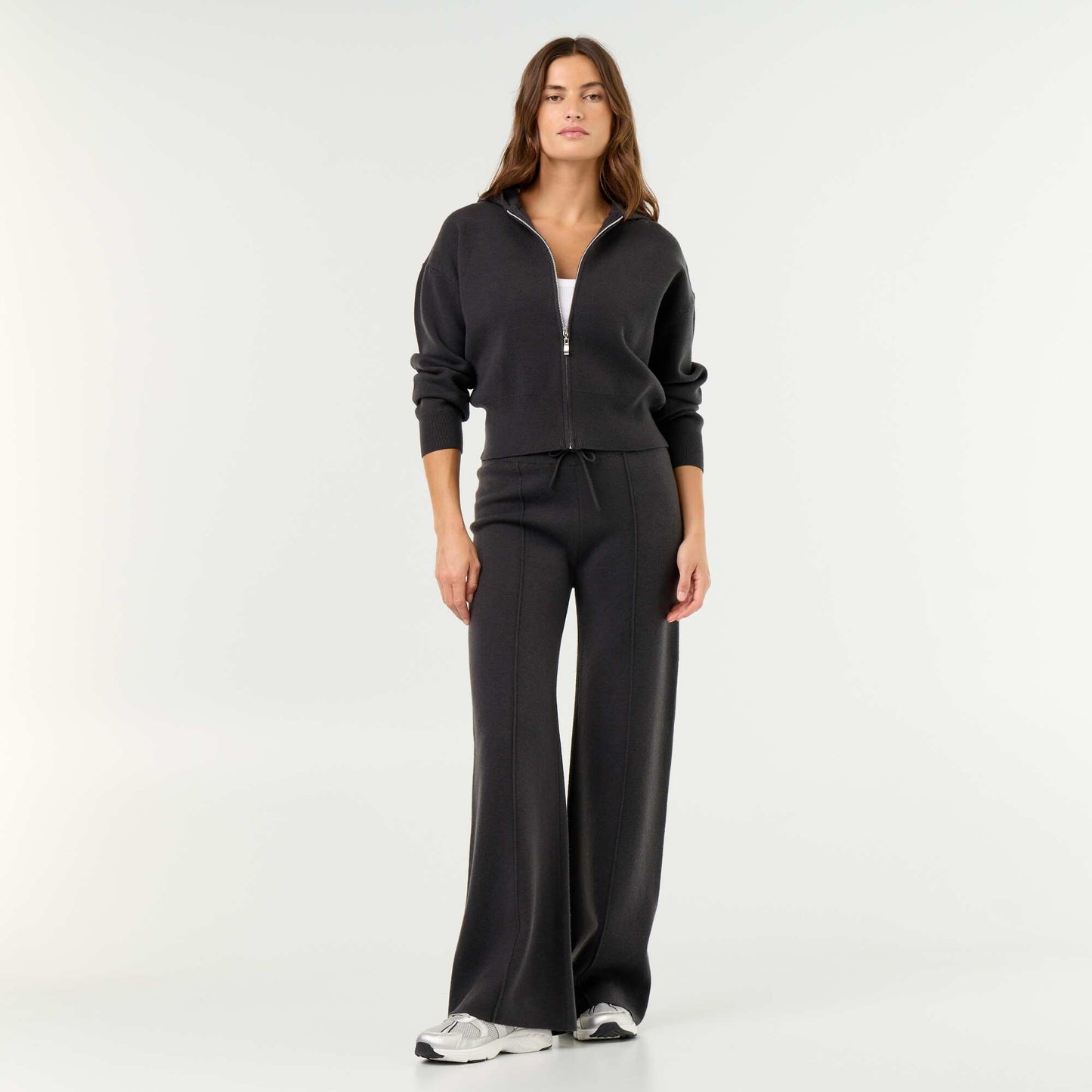 Wide knit trousers BLACK