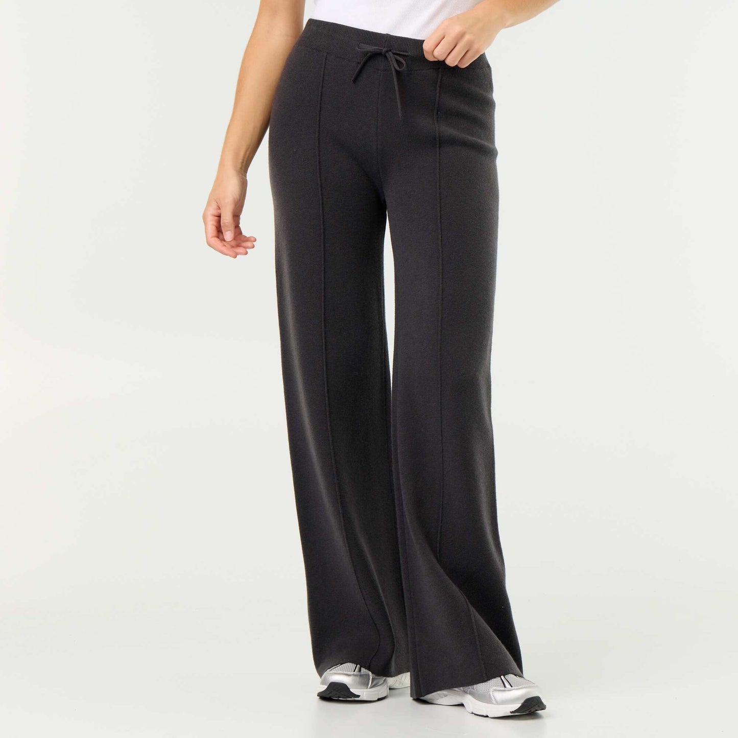 Wide knit trousers BLACK