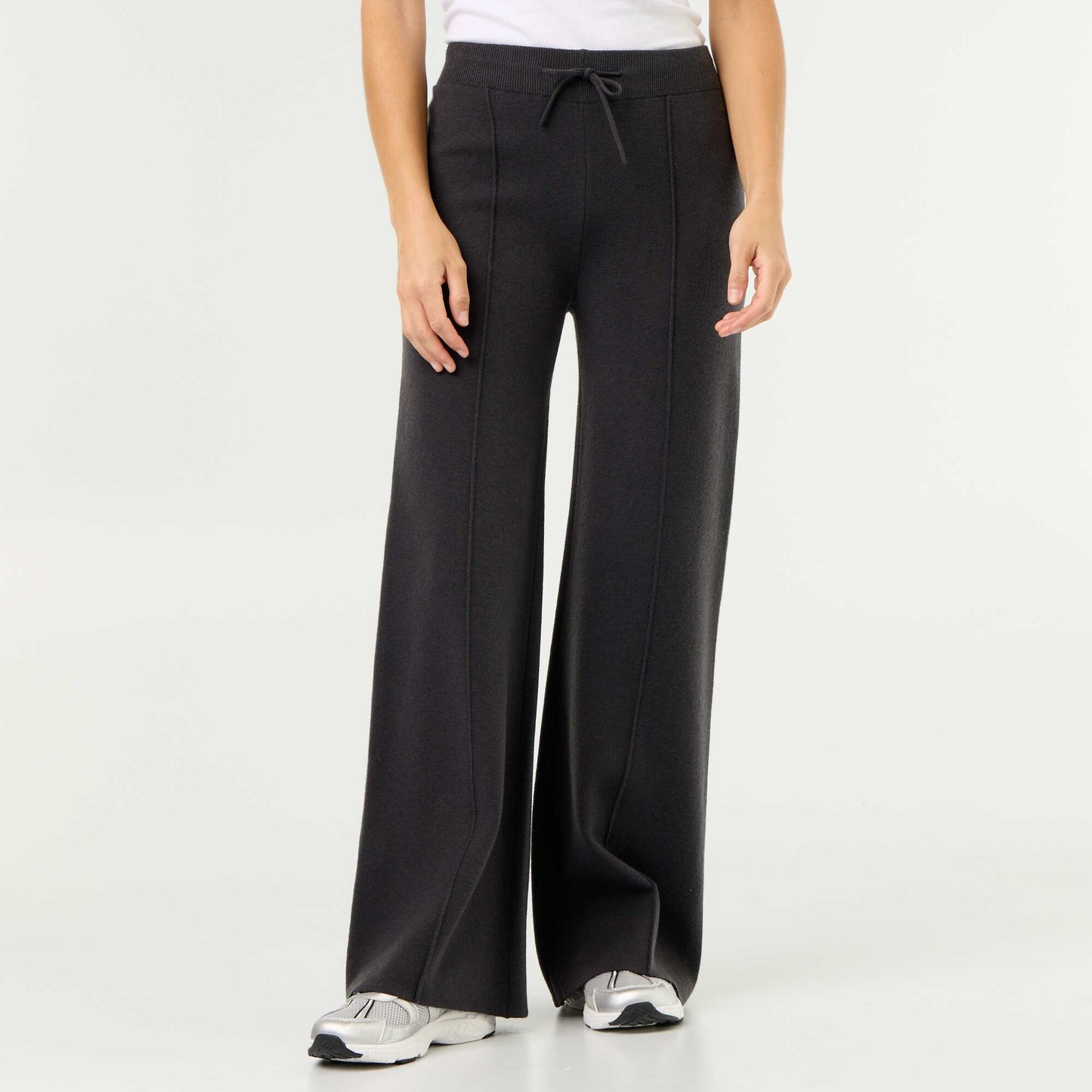 Wide knit trousers BLACK