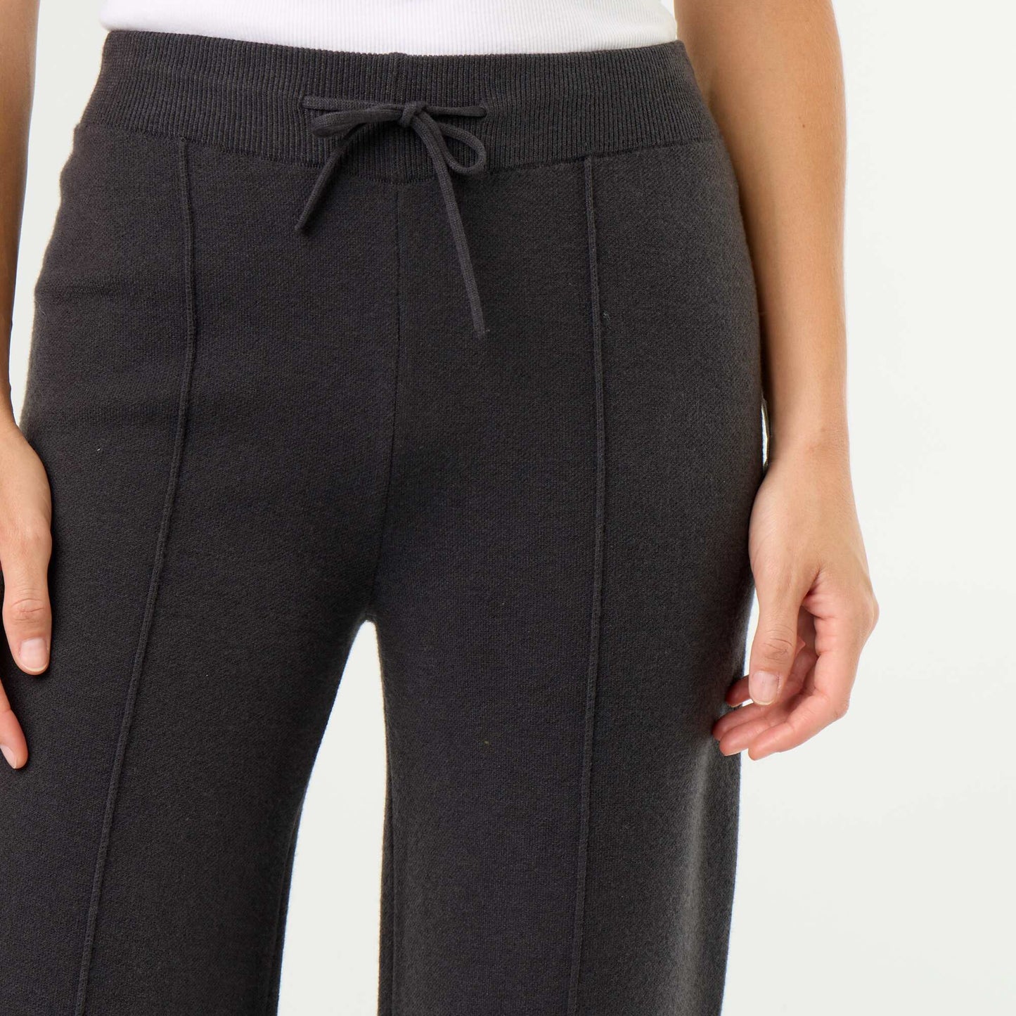 Wide knit trousers BLACK