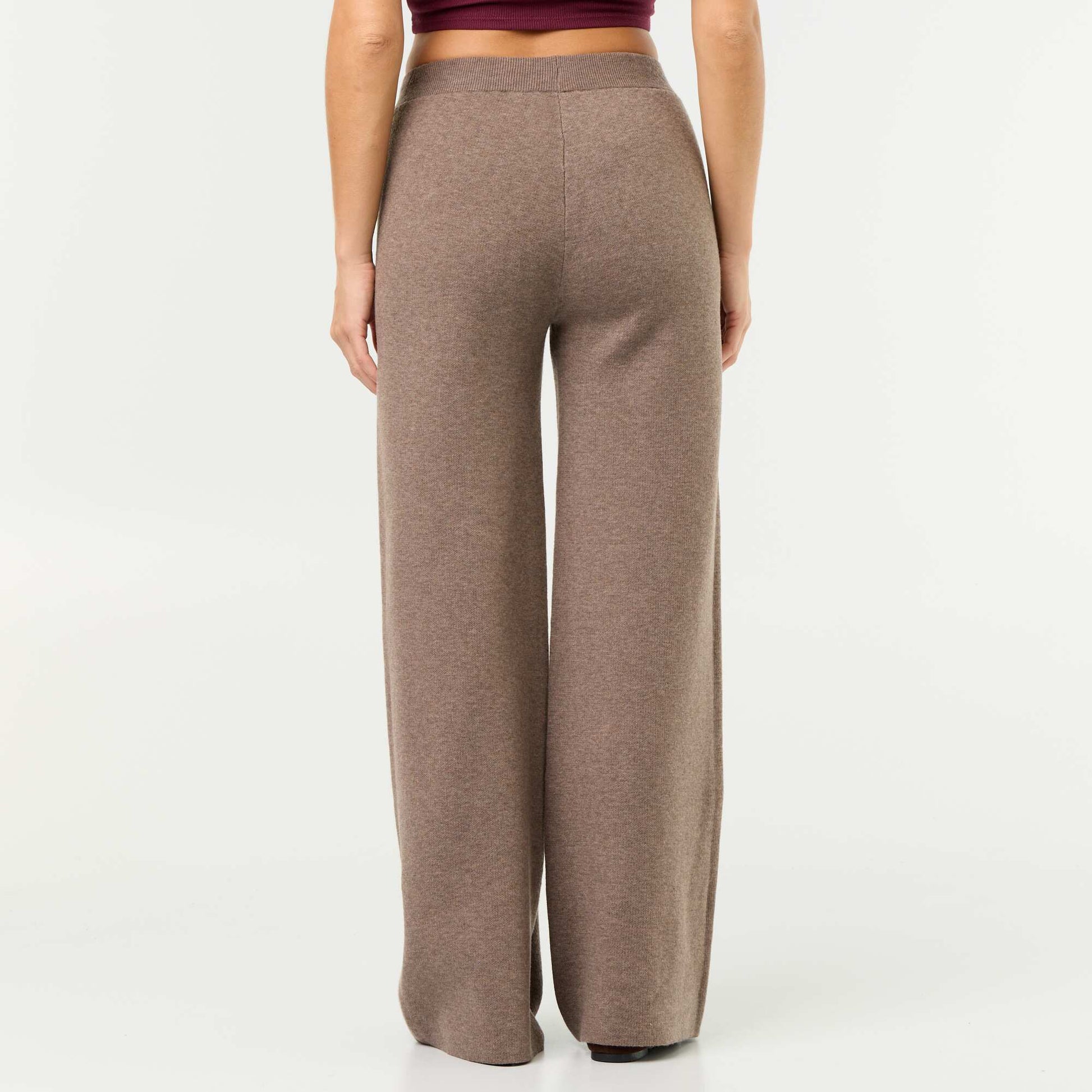 Wide knit trousers BEIGE
