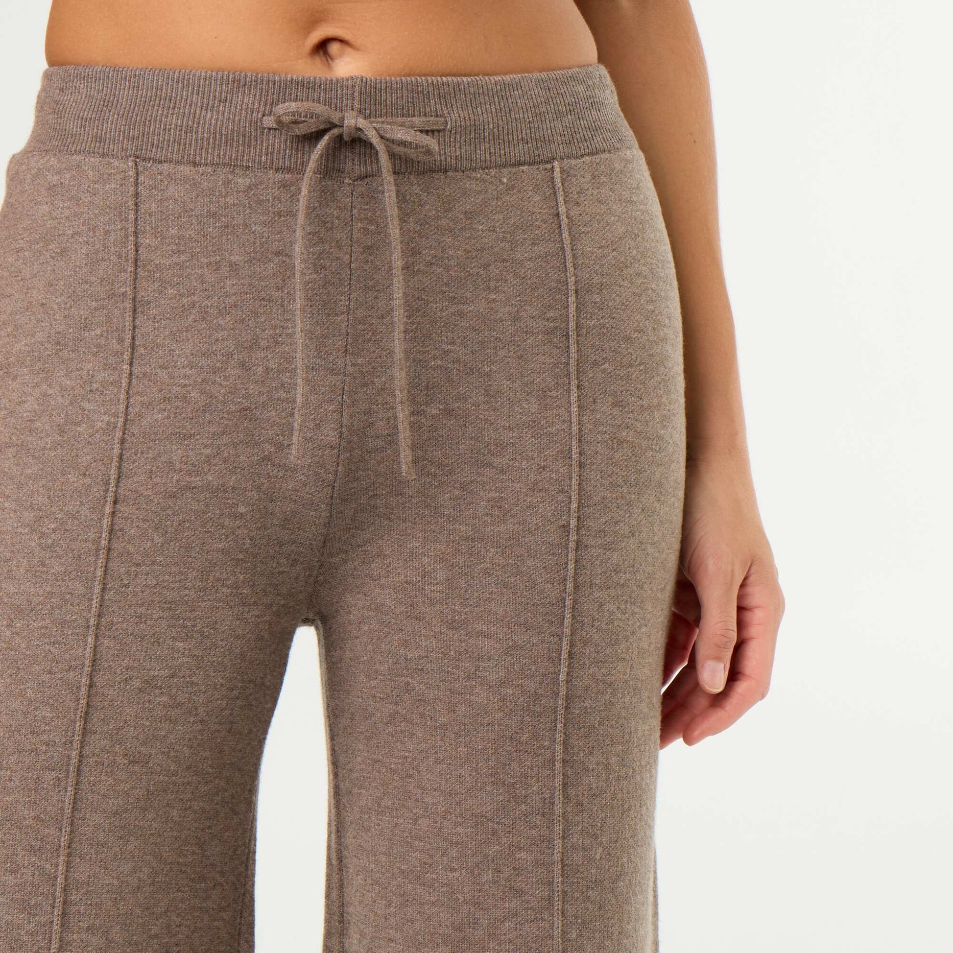 Wide knit trousers BEIGE