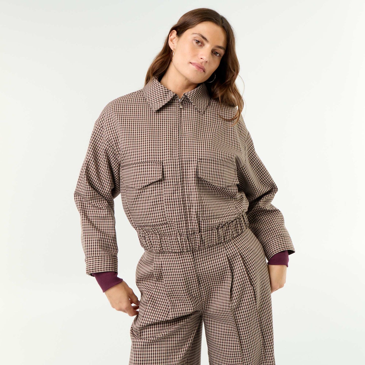 Fluid Jacket with Zip Opening BROWN