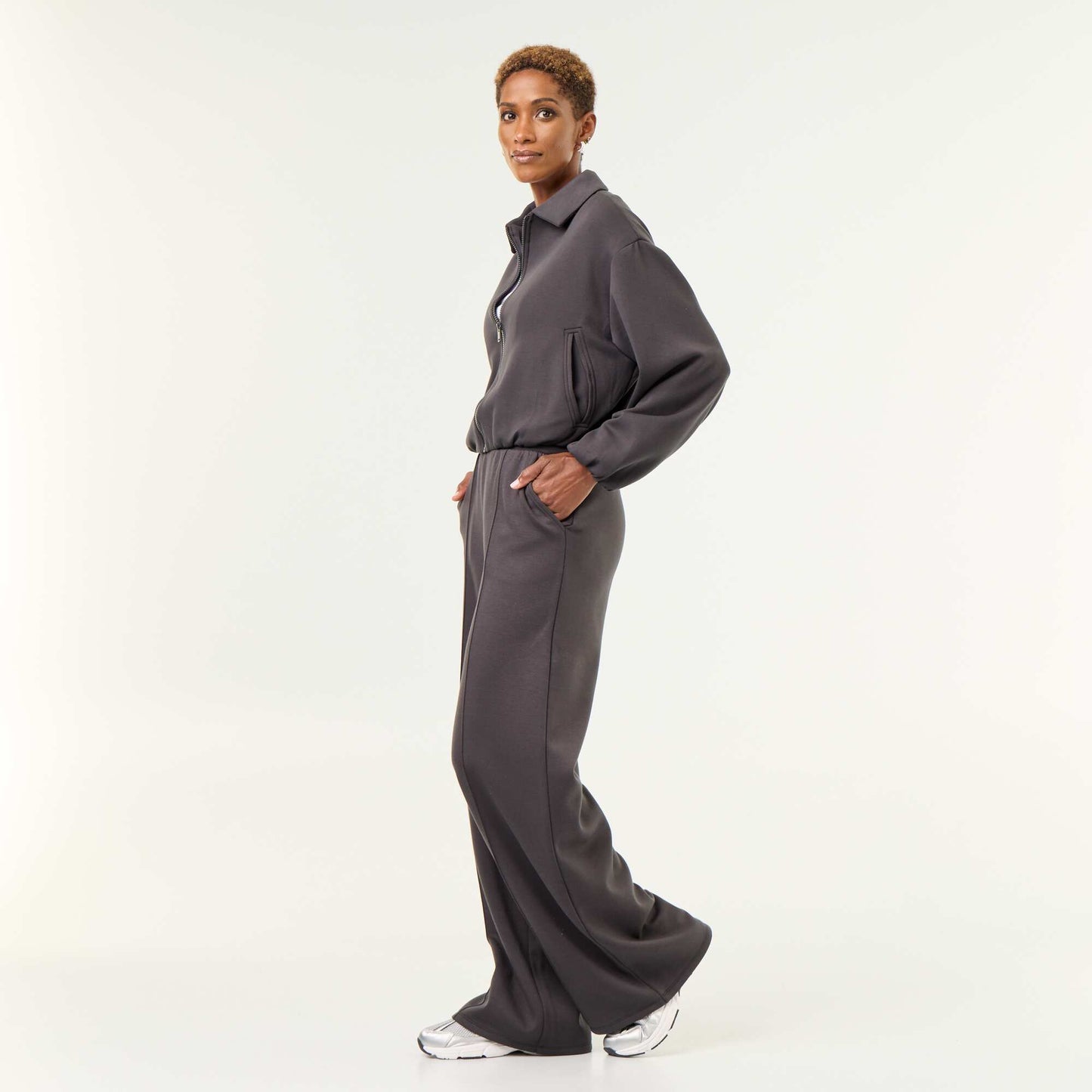 Soft-touch wide-leg trousers DARK GRAY / ANTHRACITE