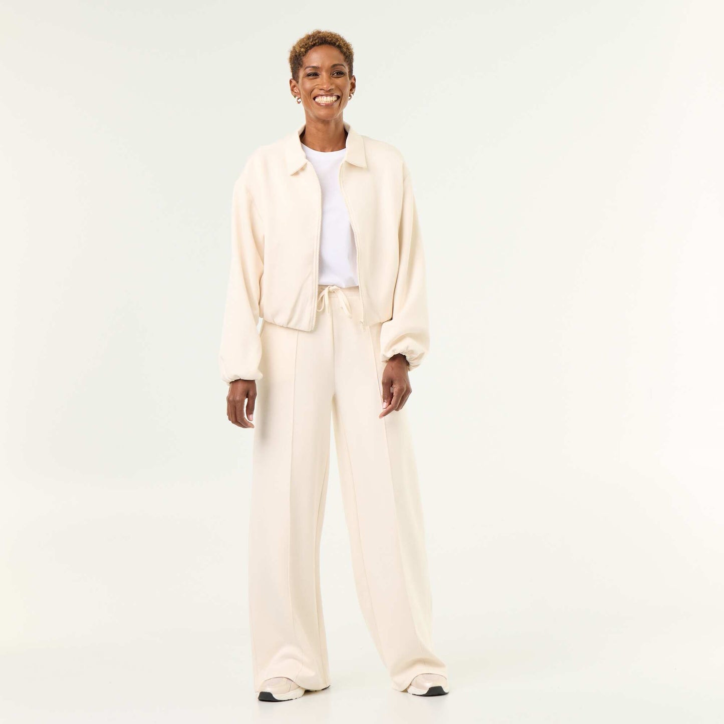 Soft-touch wide-leg trousers BEIGE