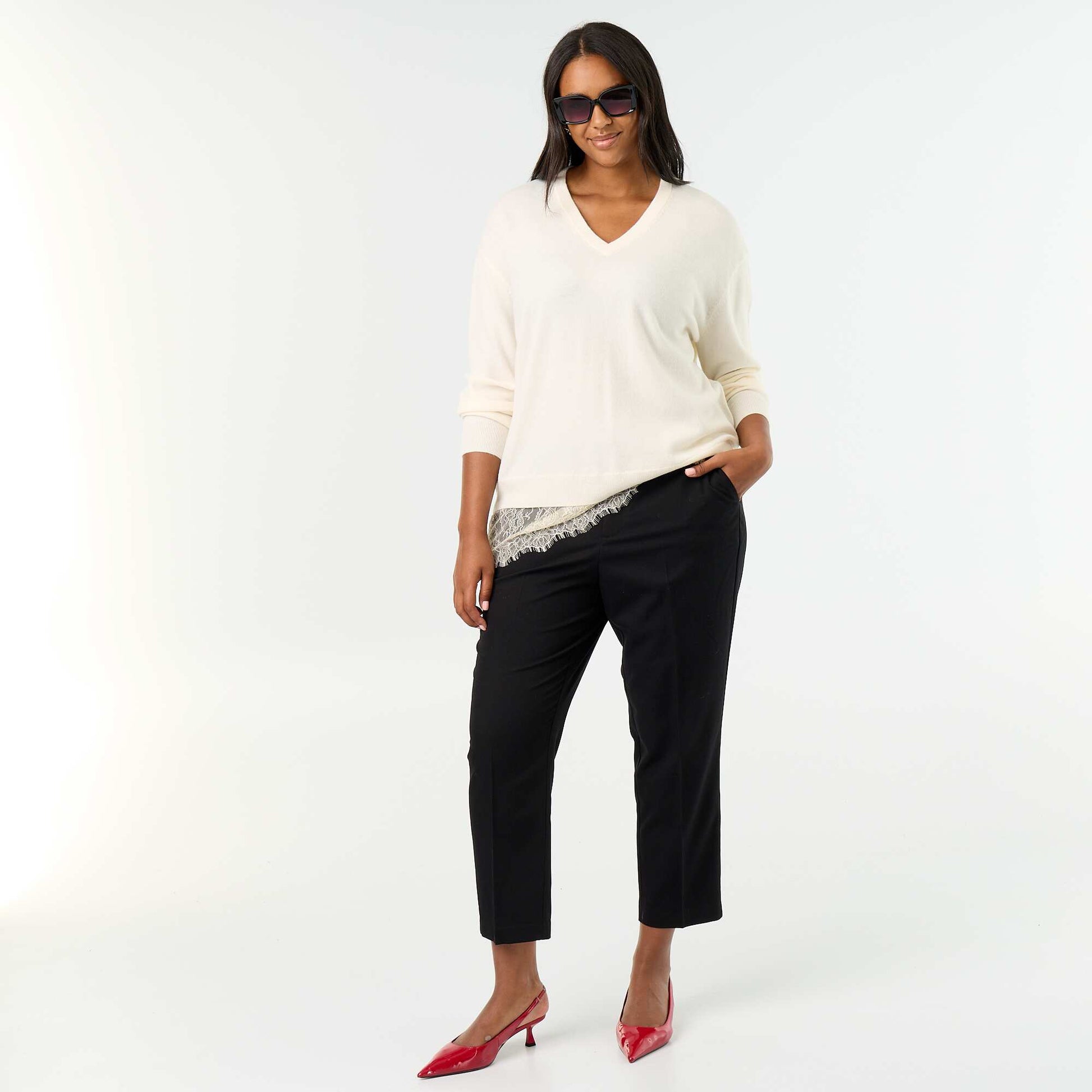 Solid Cigarette Trousers BLACK