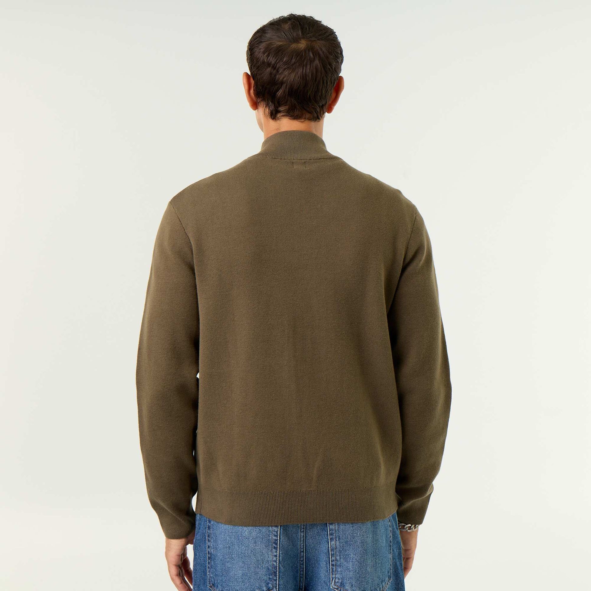 Zipped High-Neck Sweater KHAKI