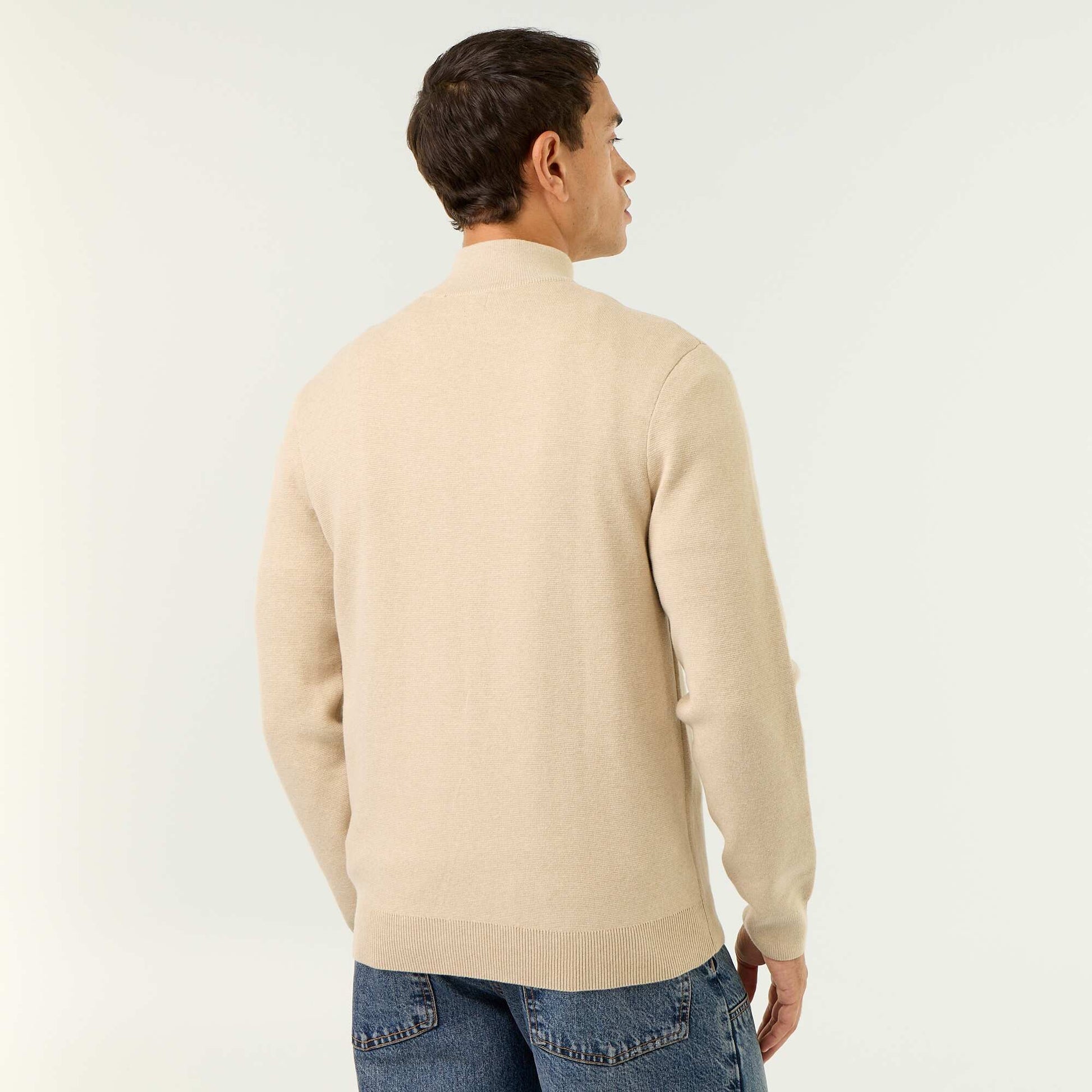 Zipped High-Neck Sweater BEIGE