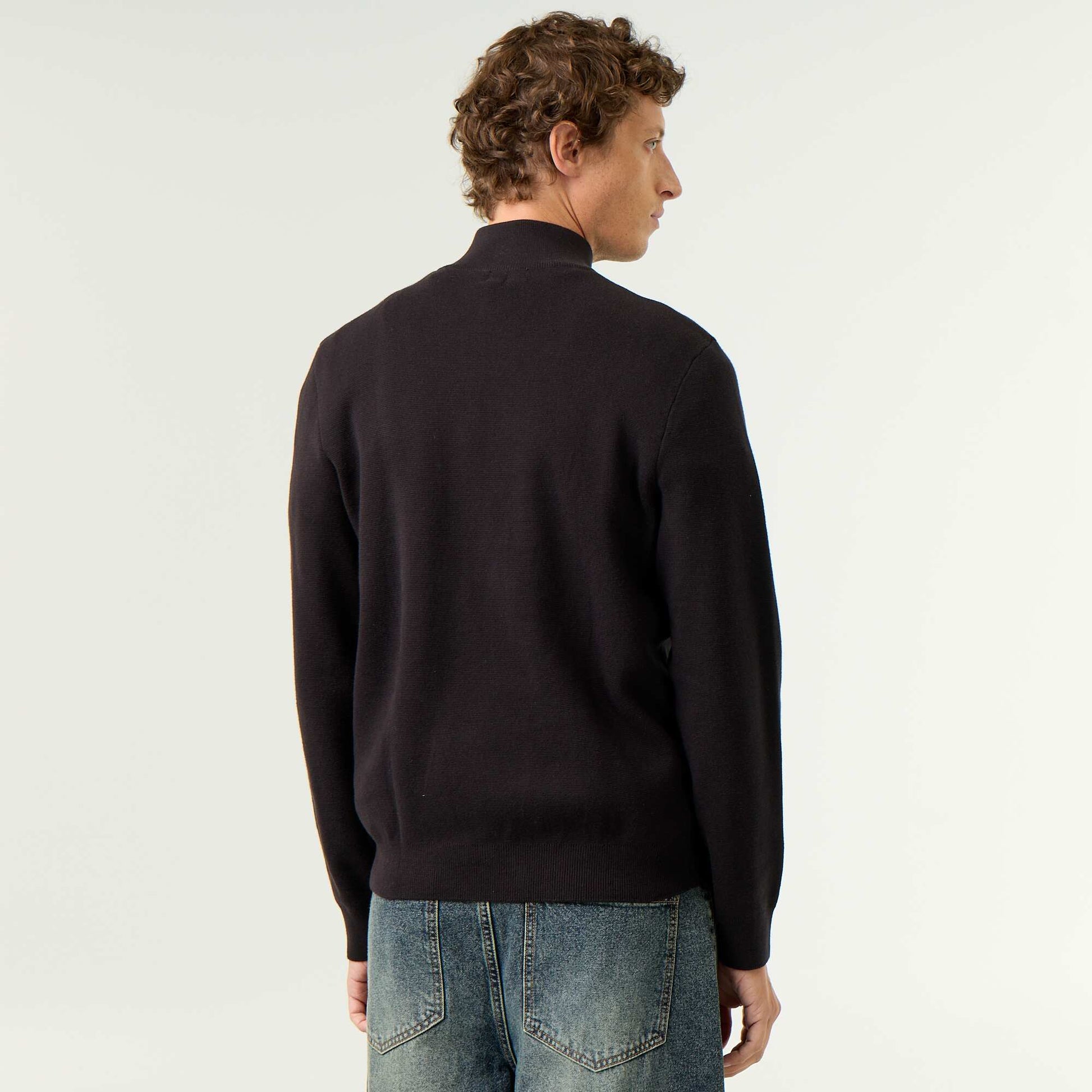 Zipped High-Neck Sweater BLACK