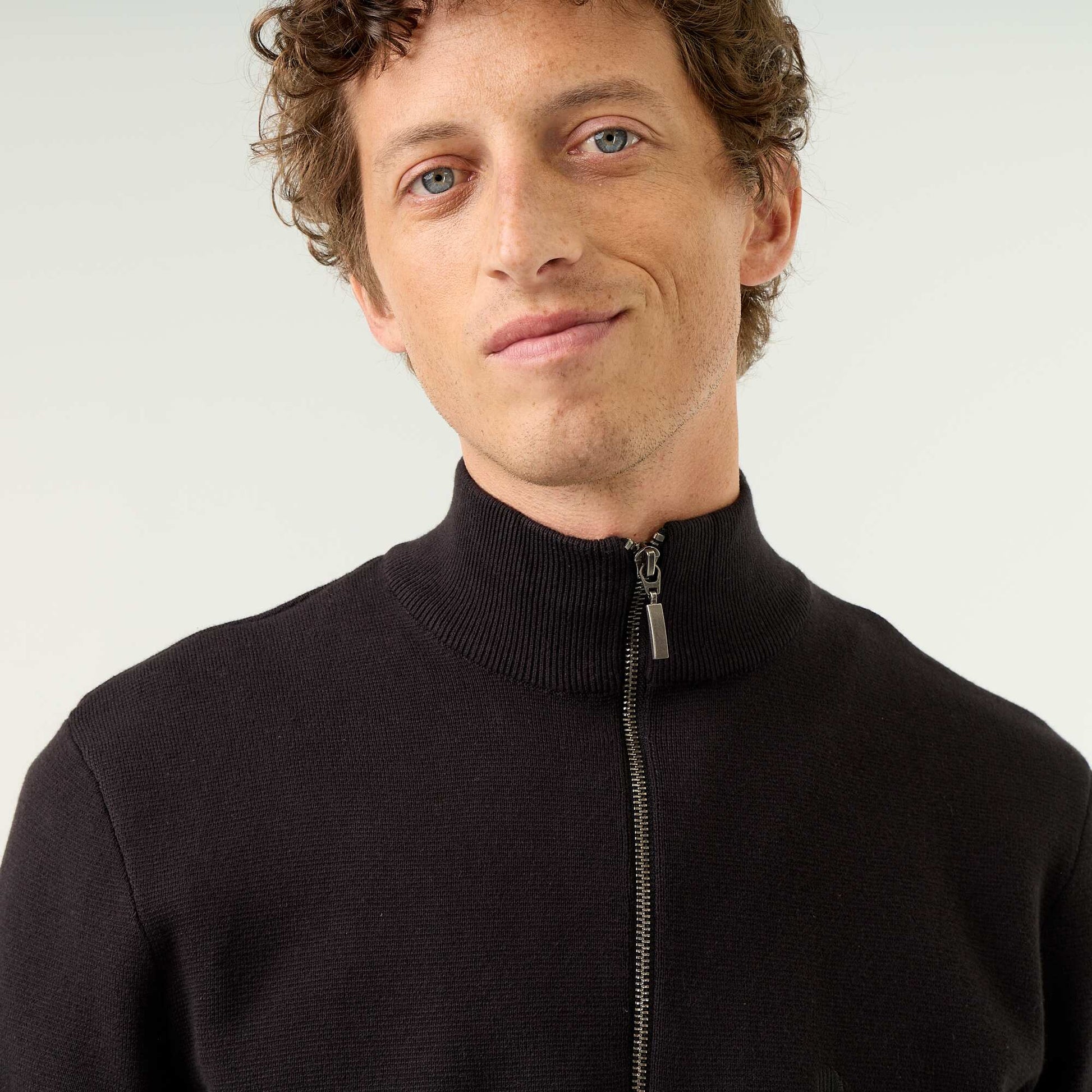 Zipped High-Neck Sweater BLACK