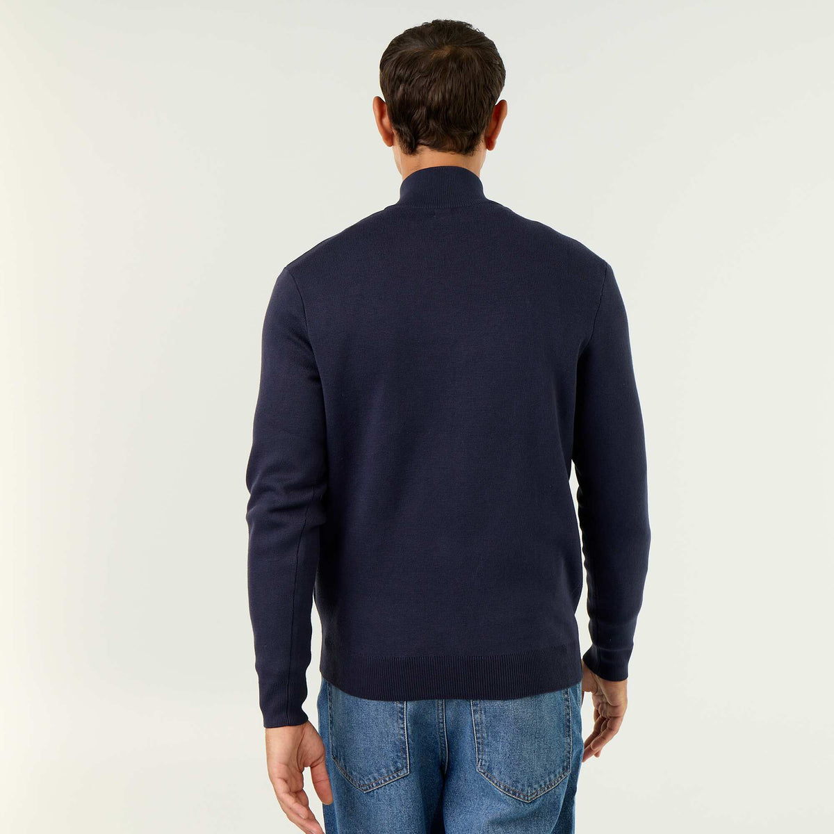 Zipped High-Neck Cardigan BLUE
