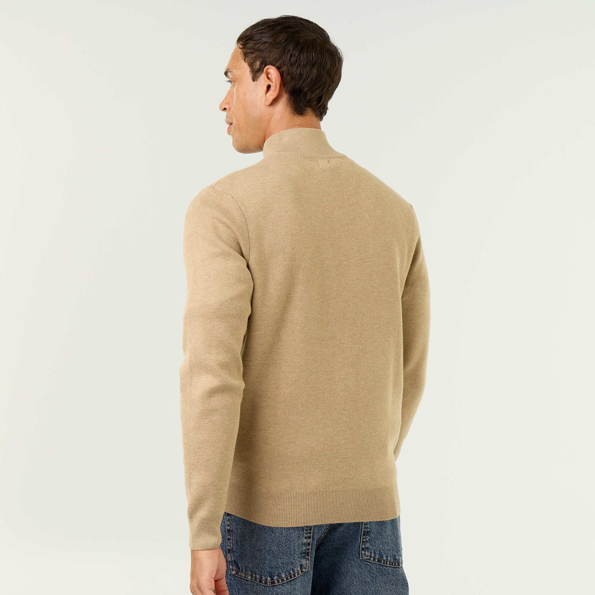 Zipped High-Neck Cardigan BEIGE