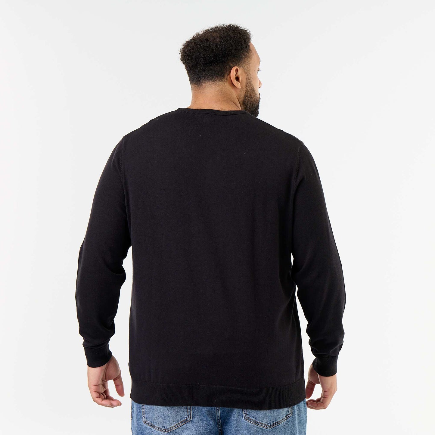 V-neck knit sweater BLACK