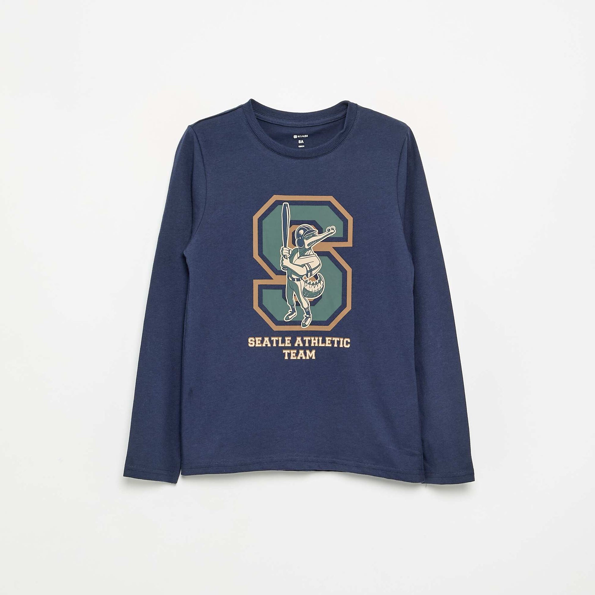 Long-sleeved printed T-shirt BLUE