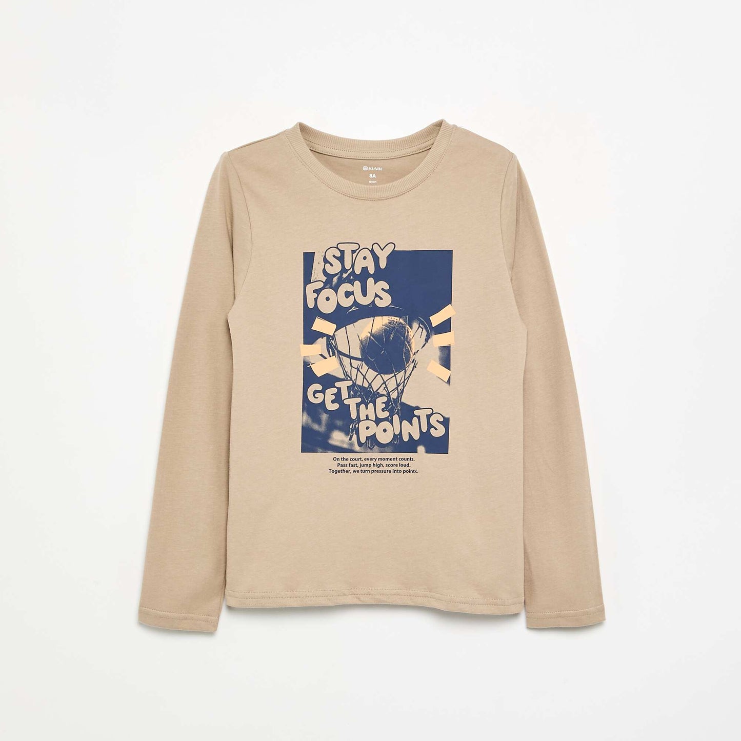 Long-sleeved printed T-shirt BEIGE