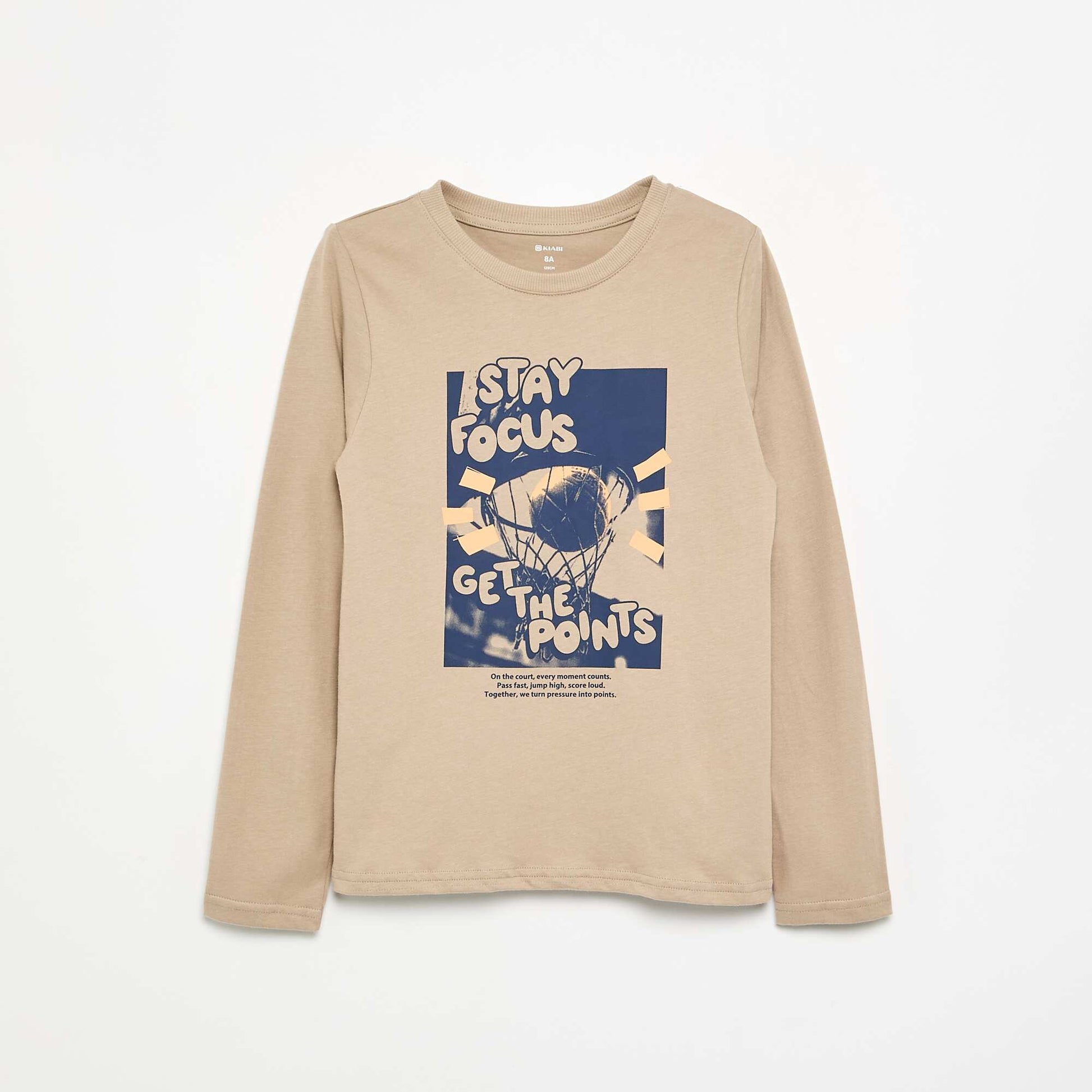 Long-sleeved printed T-shirt BEIGE