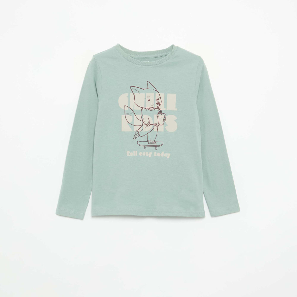 Long-sleeved printed T-shirt BLUE