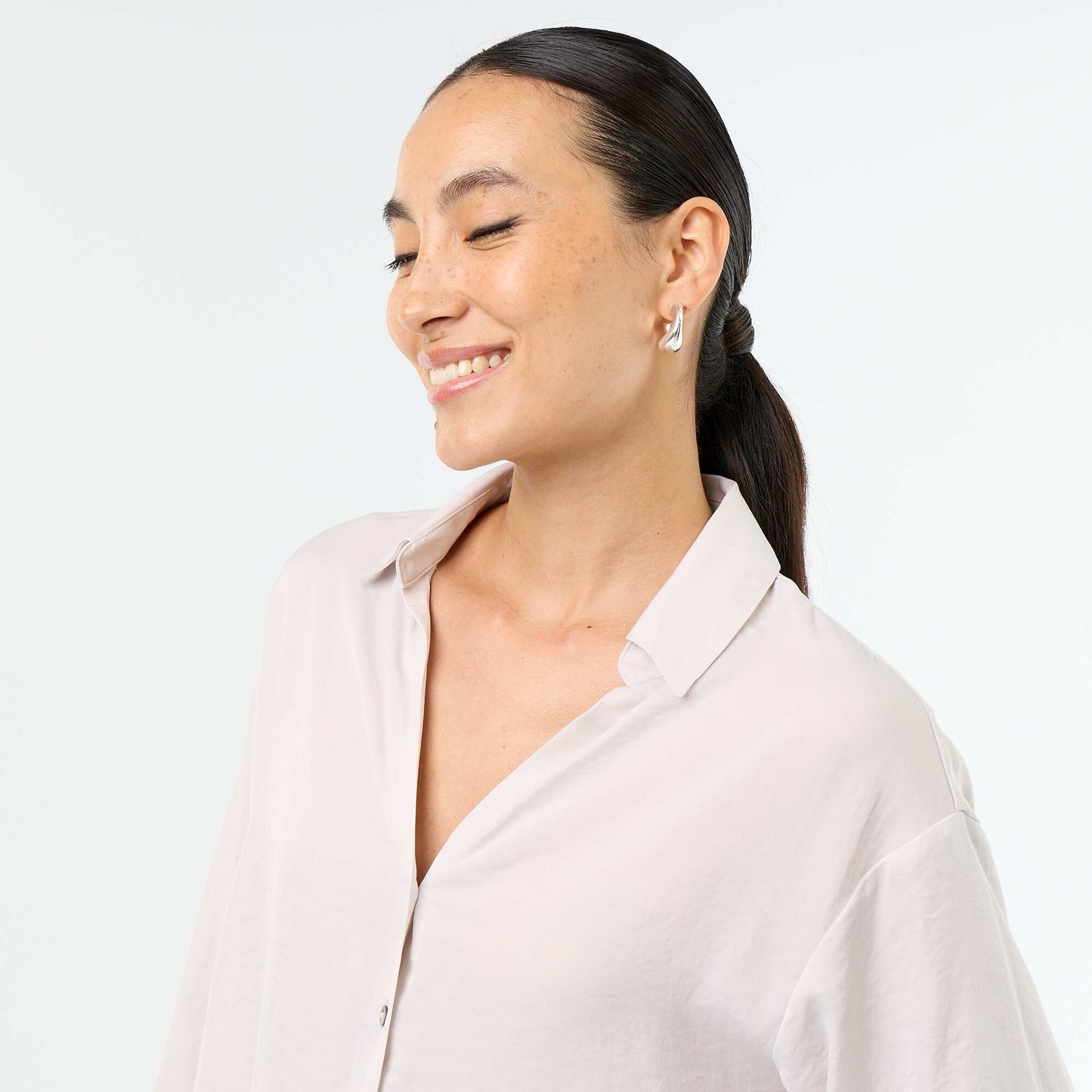 Solid Satin Blouse GREY
