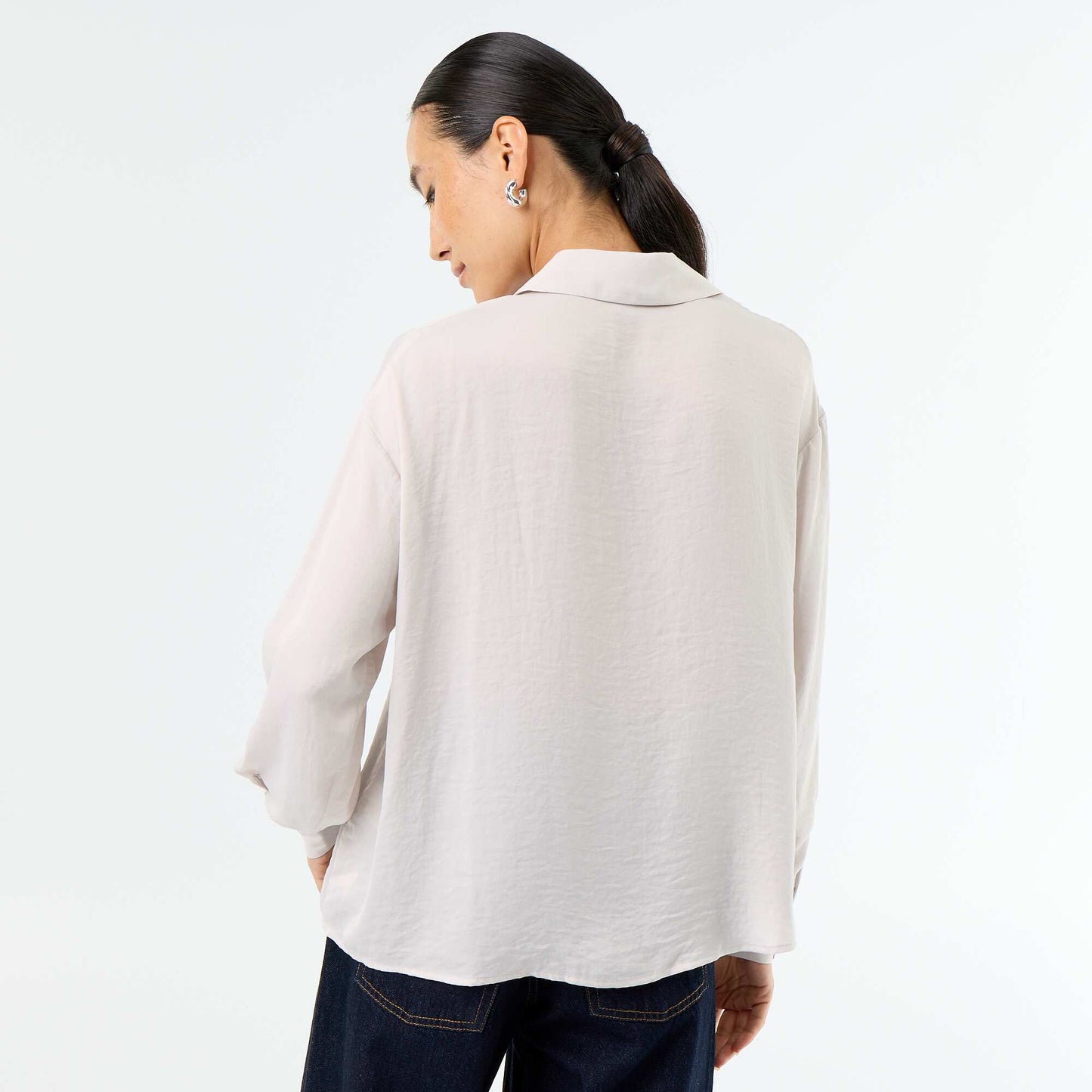 Solid Satin Blouse GREY