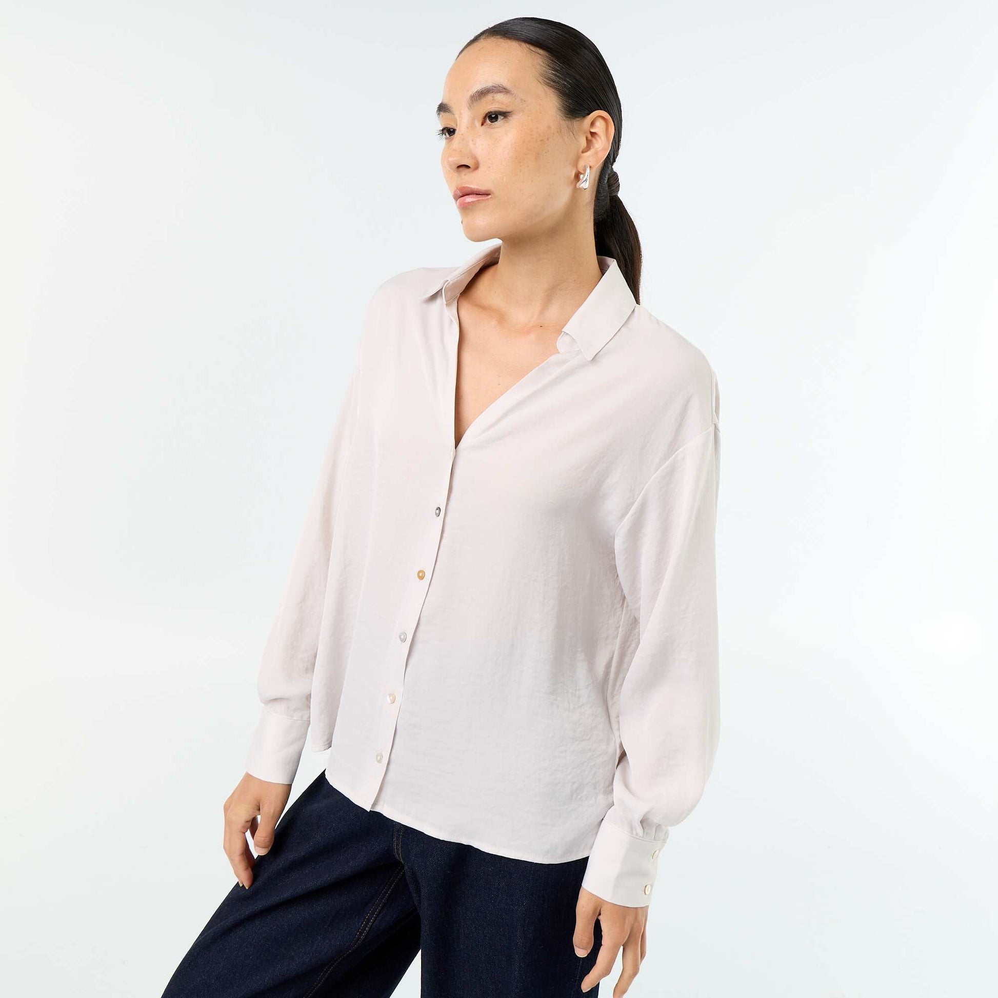 Solid Satin Blouse GREY