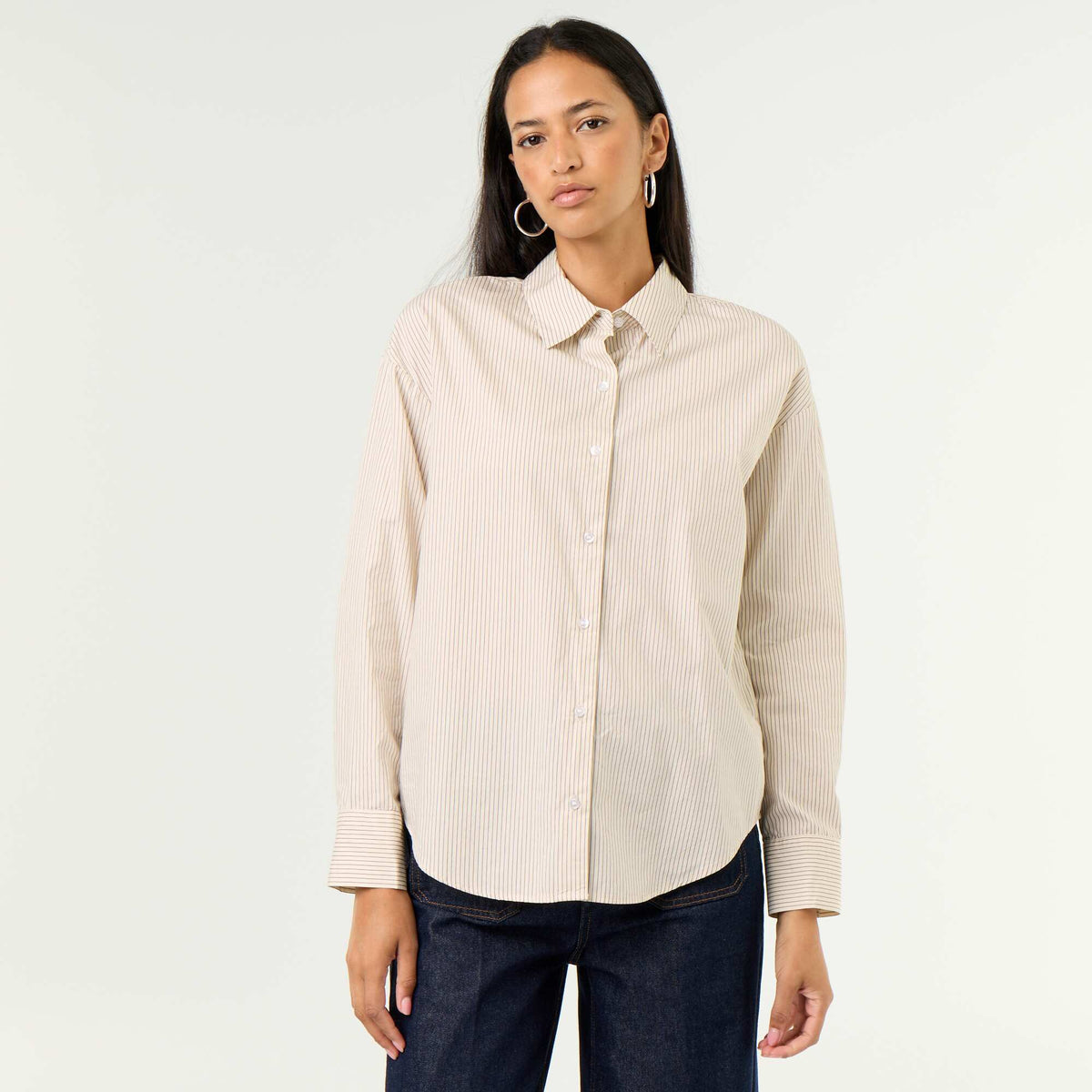 Striped long-sleeved shirt WHITE