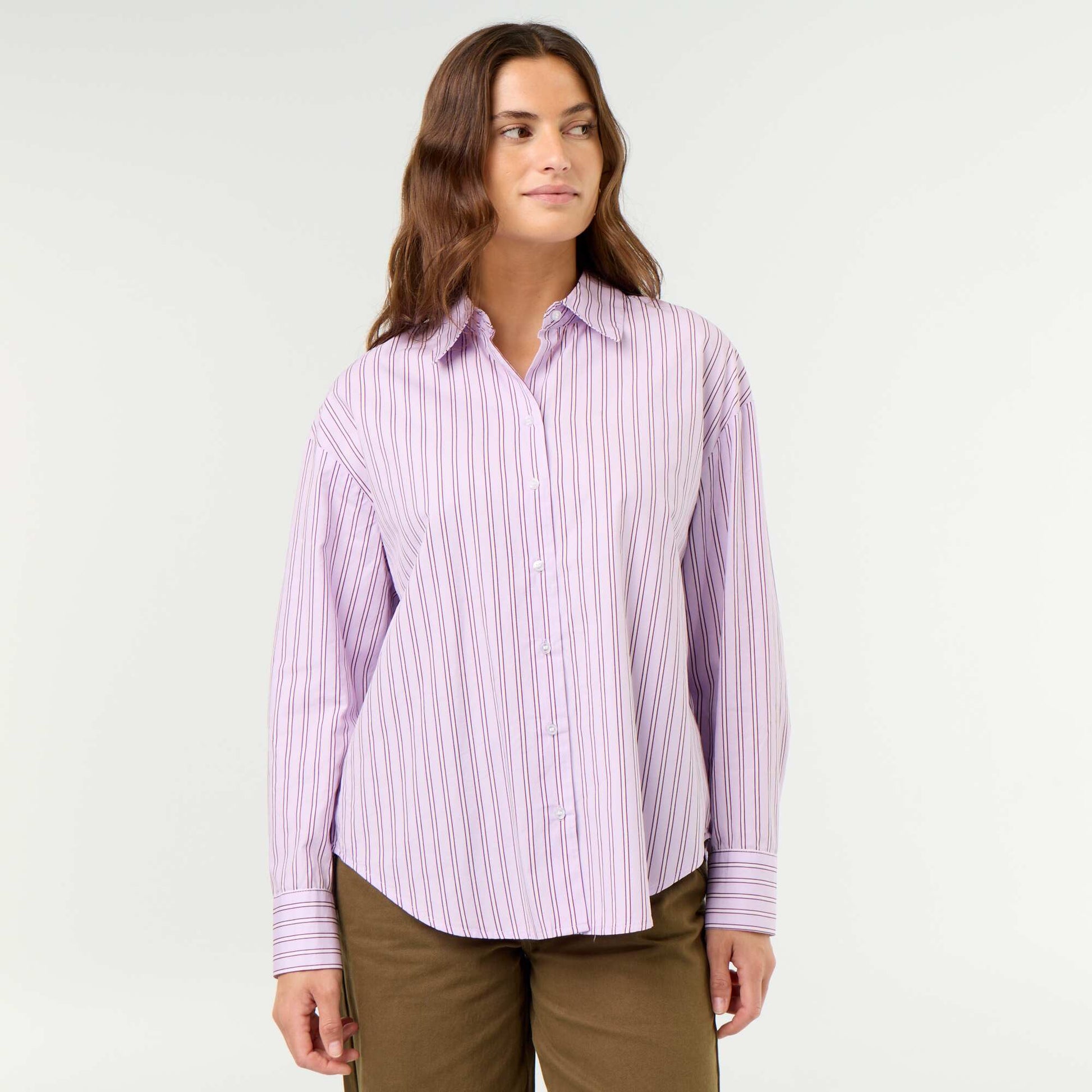 Striped Long-Sleeved Shirt PURPLE