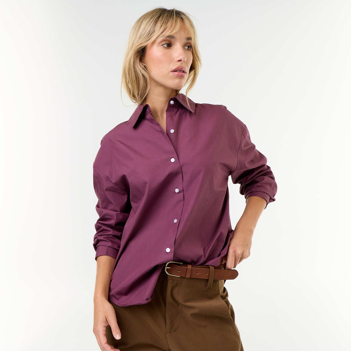 Striped long-sleeved shirt PURPLE