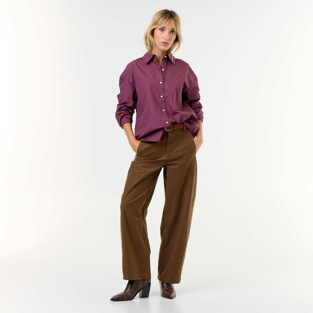 Striped long-sleeved shirt PURPLE