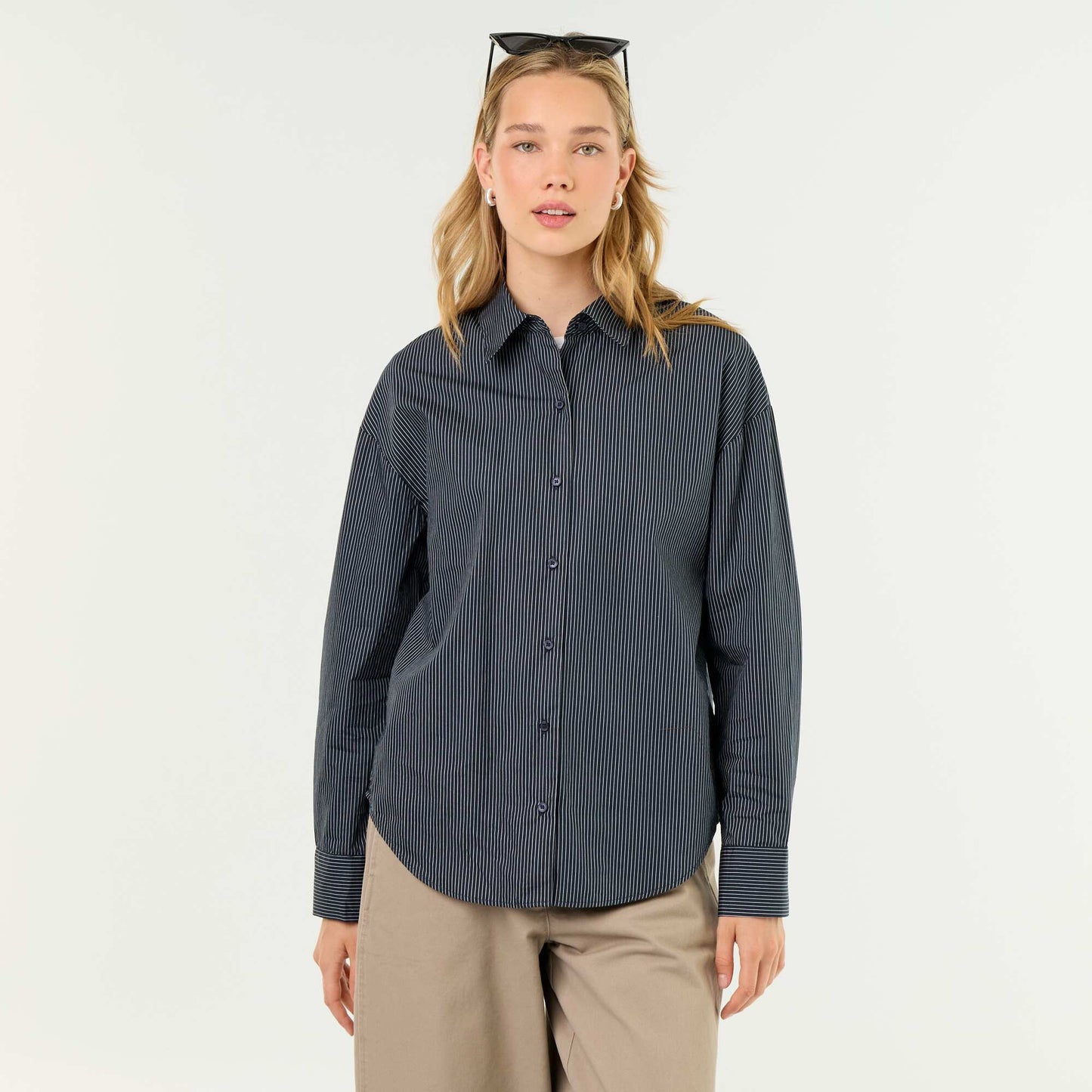 Striped long-sleeved shirt BLUE
