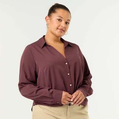 Flowy Solid Blouse PURPLE