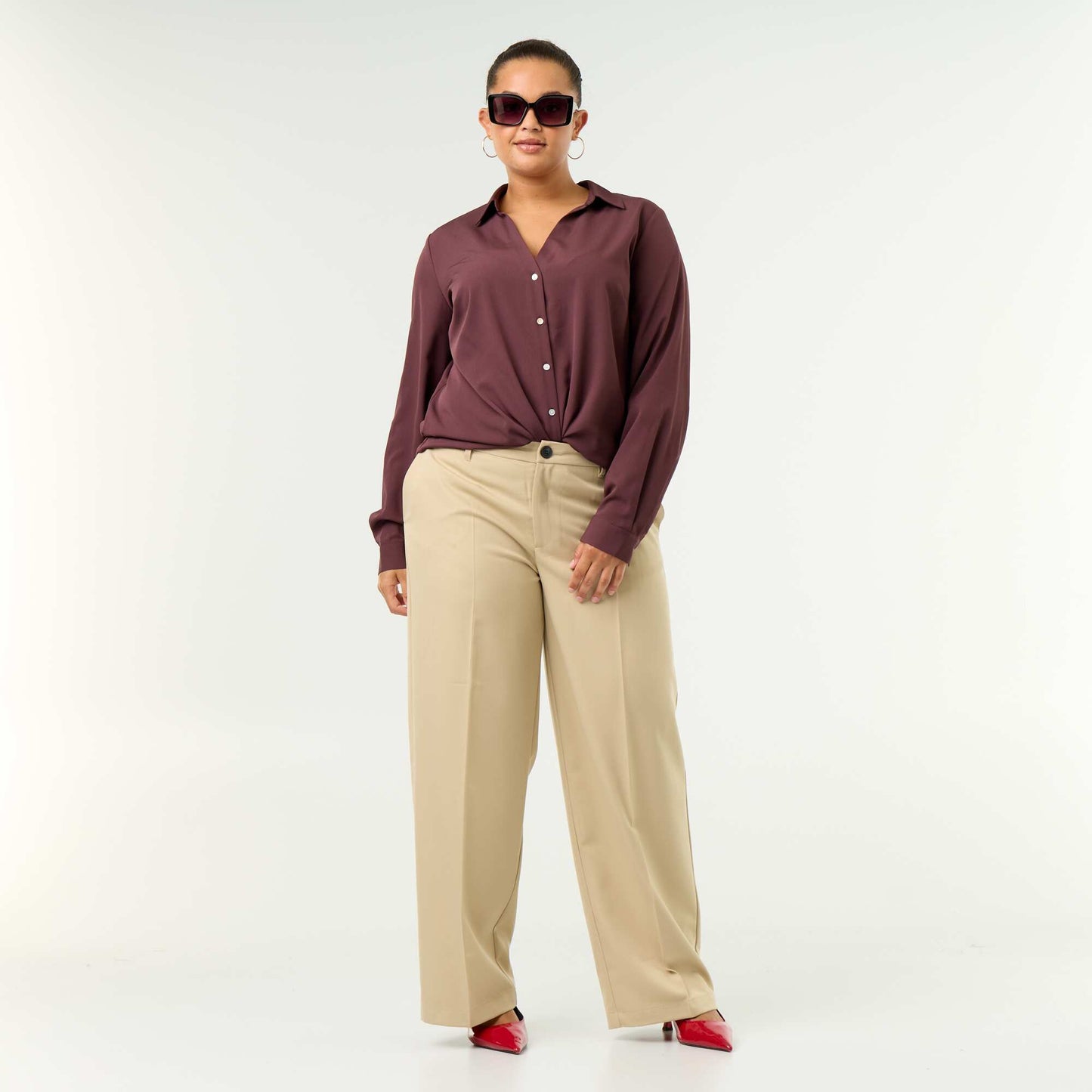 Flowy Solid Blouse PURPLE
