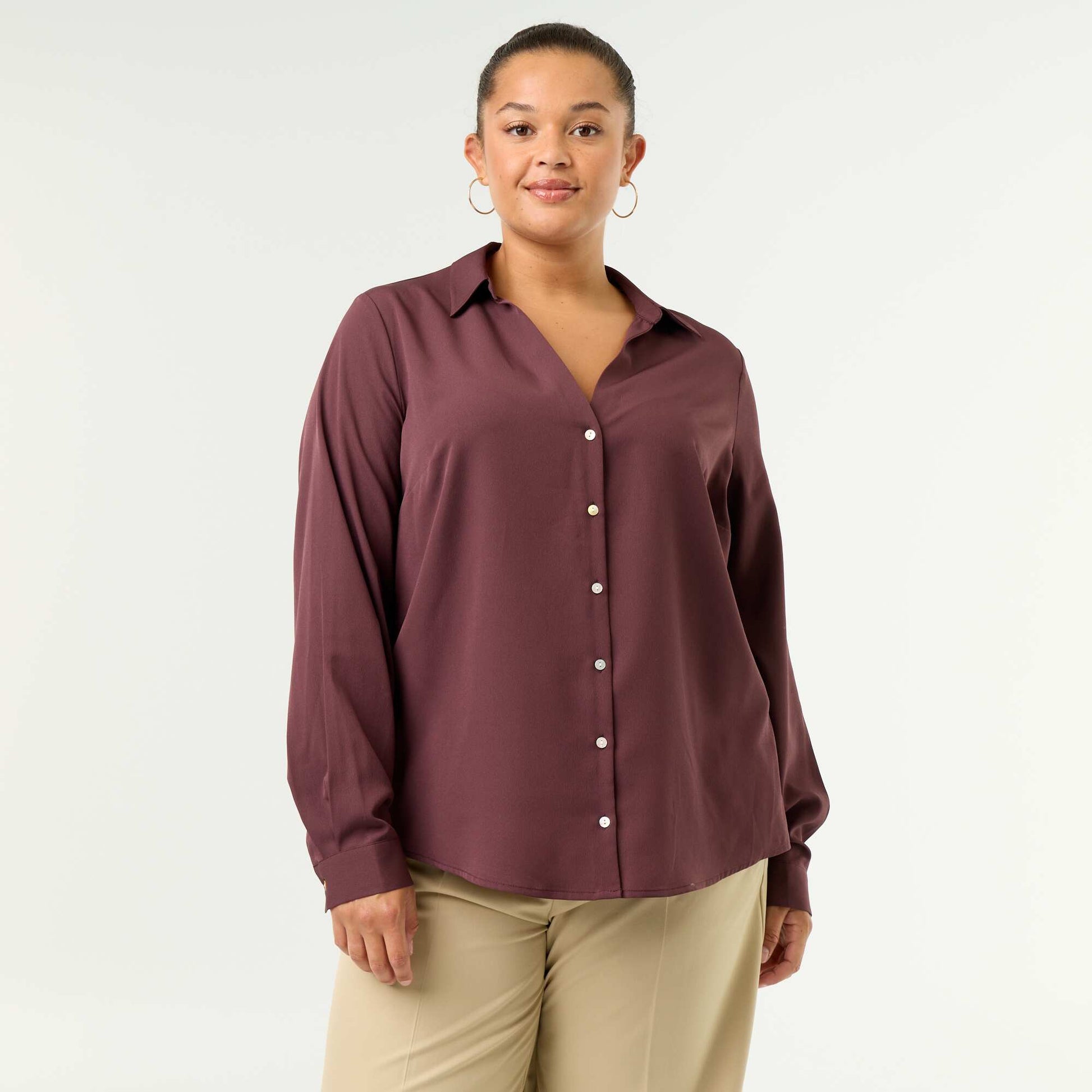 Flowy Solid Blouse PURPLE