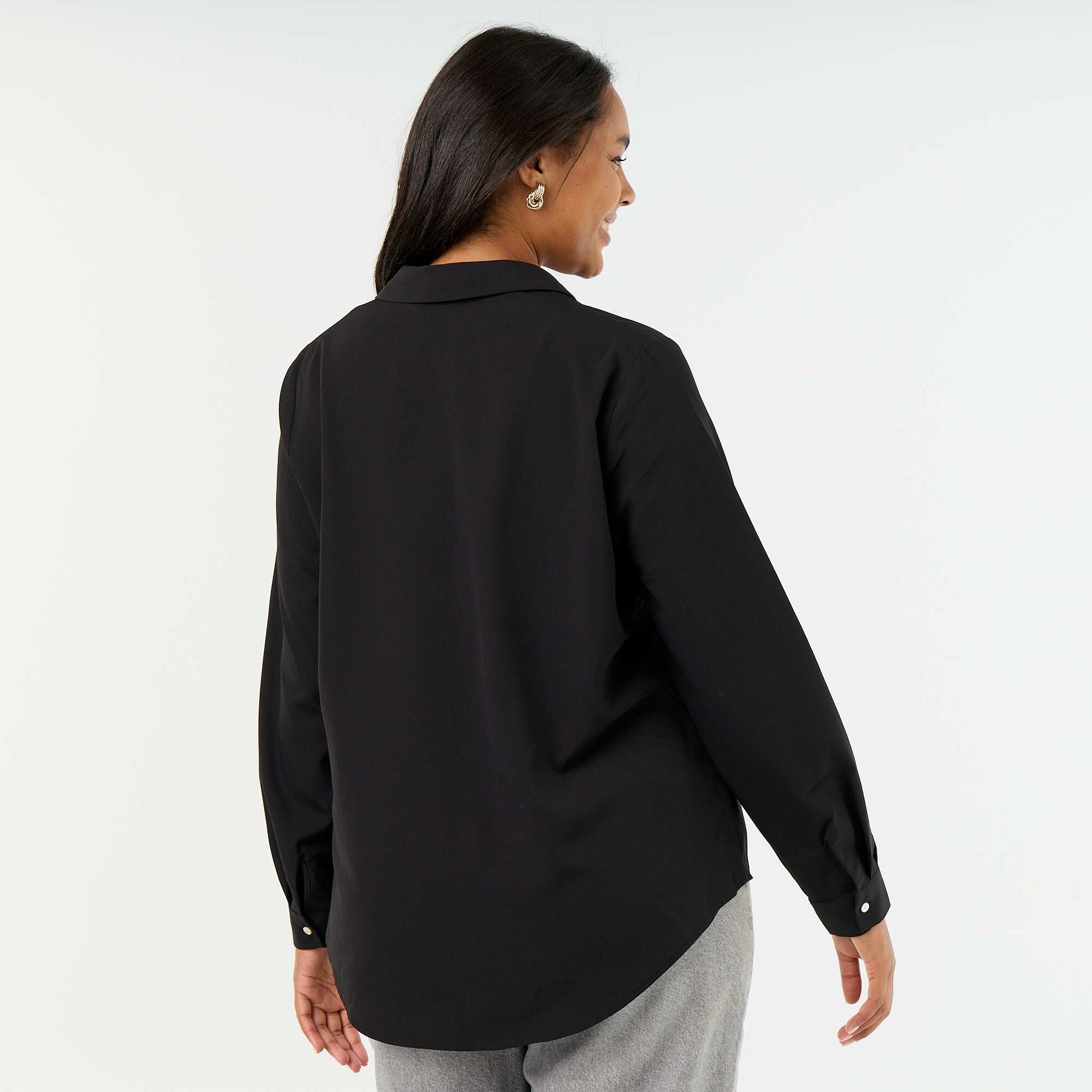 Flowy Solid Blouse BLACK