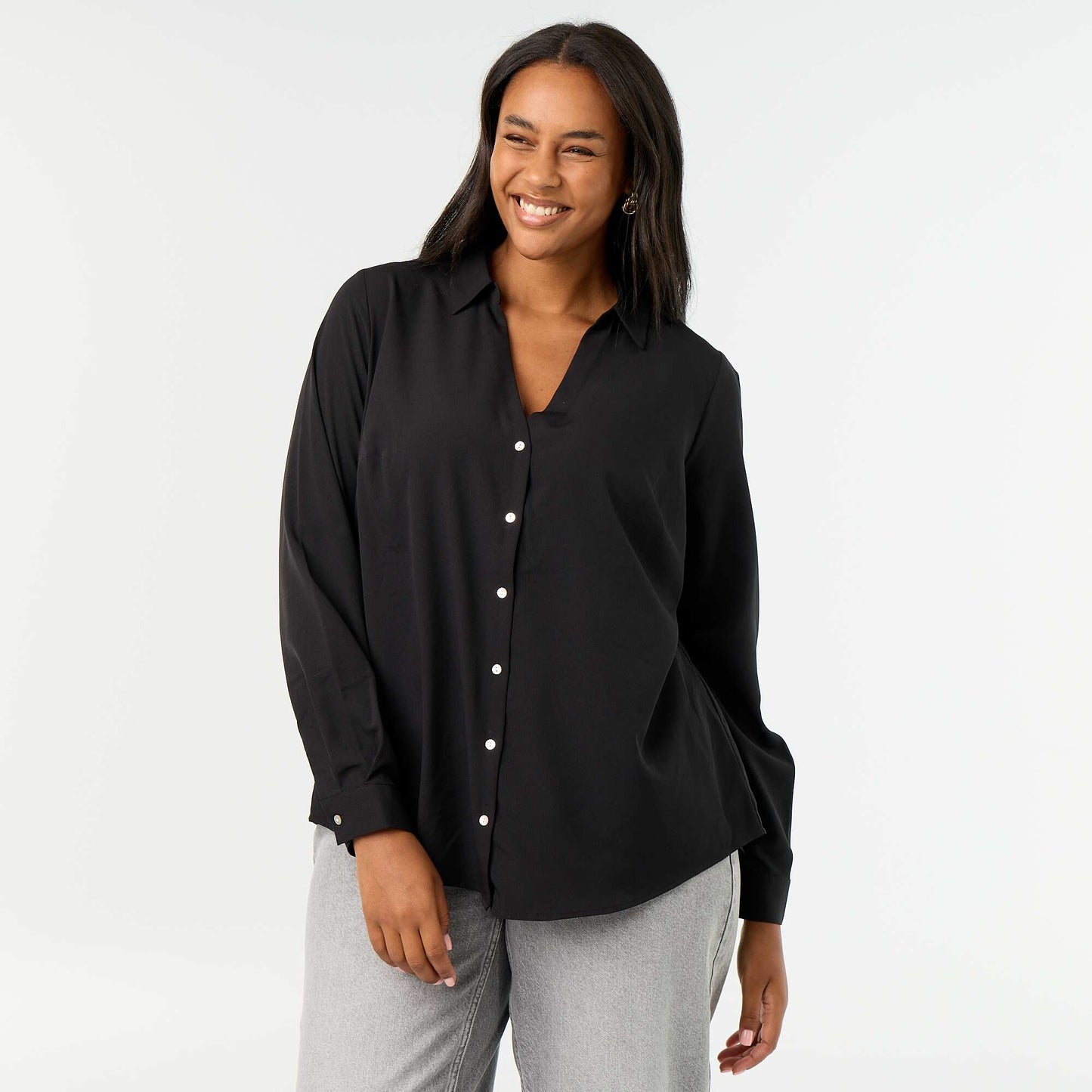 Flowy Solid Blouse BLACK